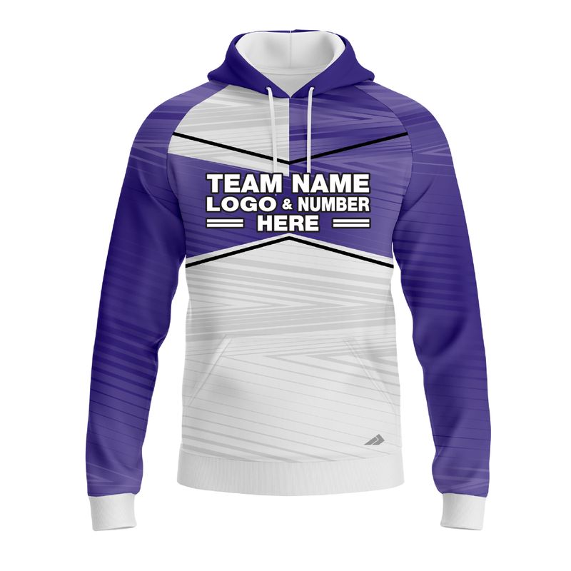 Custom Fully Sublimated Black Line Pattern Berry White Performance Sports Pullover Hoodie 10128