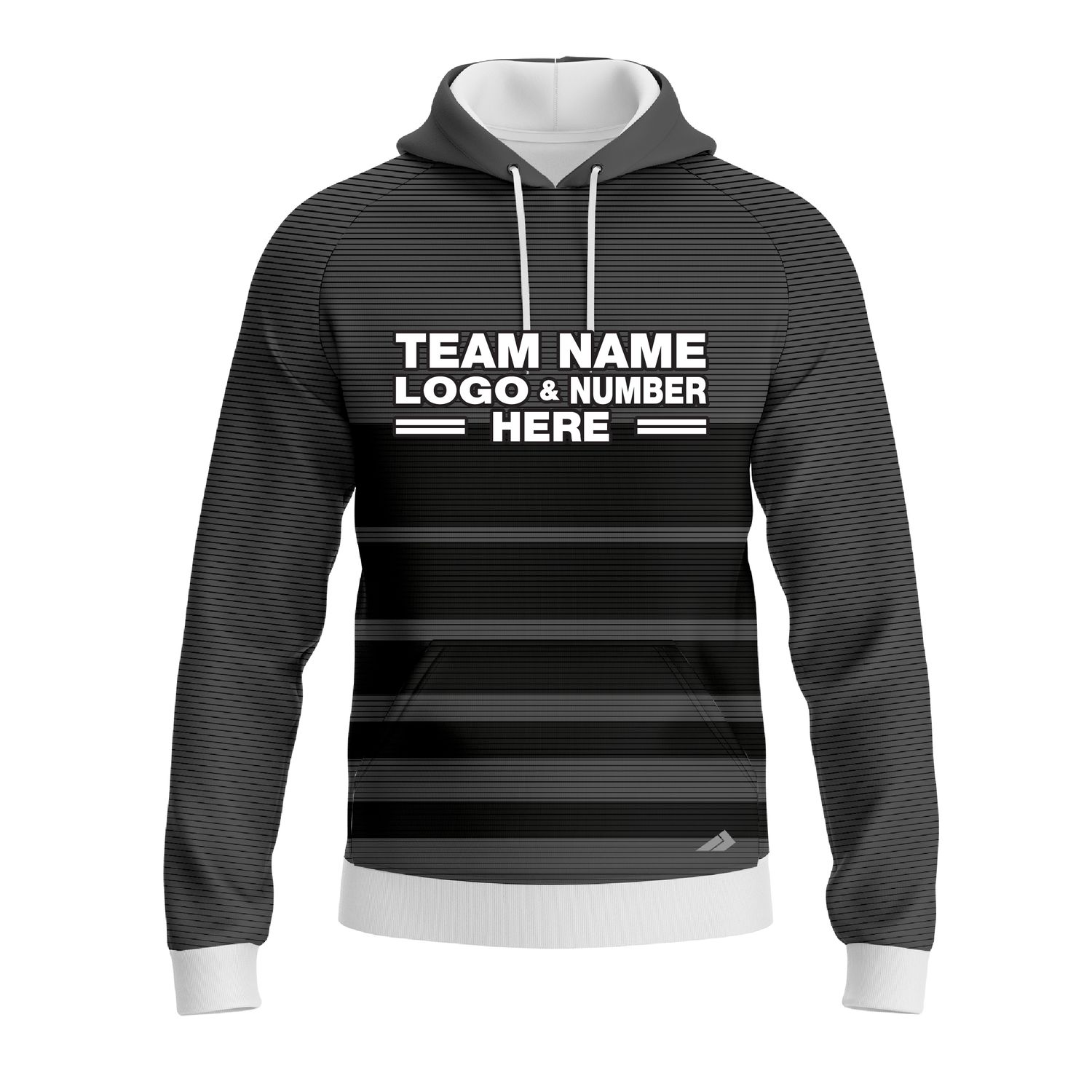 Custom Fully Sublimated Horizontal Stripes Pattern Dark Performance Sports Pullover Hoodie 10139