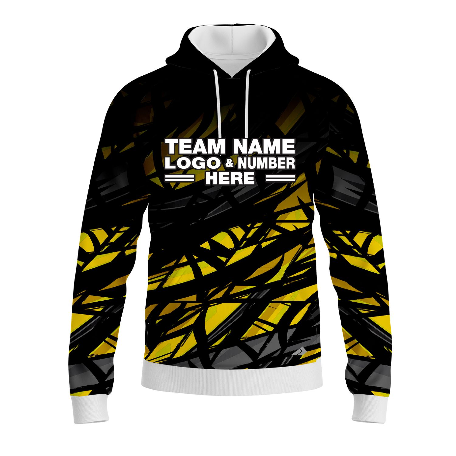 Custom Fully Sublimated Swarm Pattern Black Yellow Performance Sports Pullover Hoodie 10148