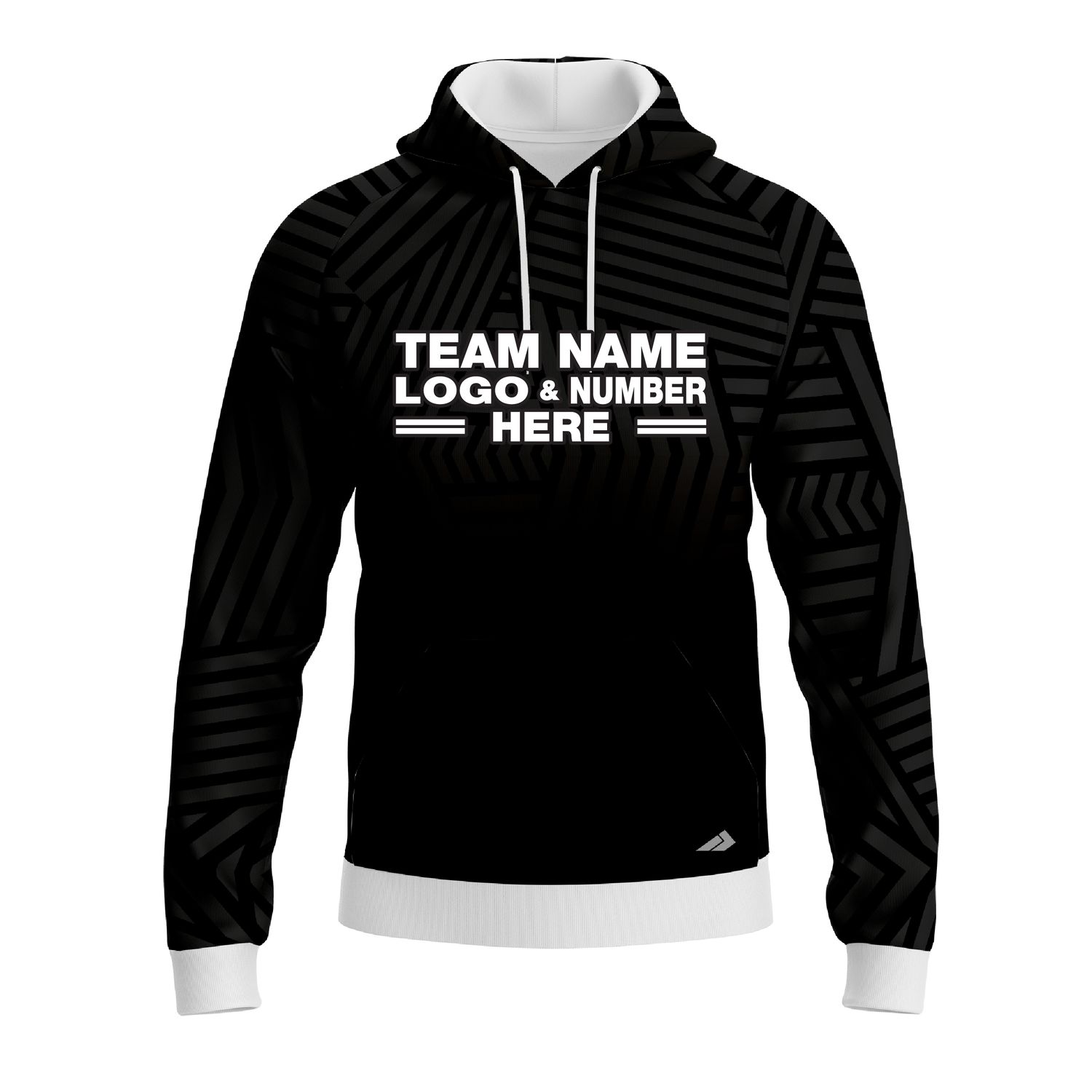 Custom Fully Sublimated Intersecting Pattern Black Performance Sports Pullover Hoodie 10154