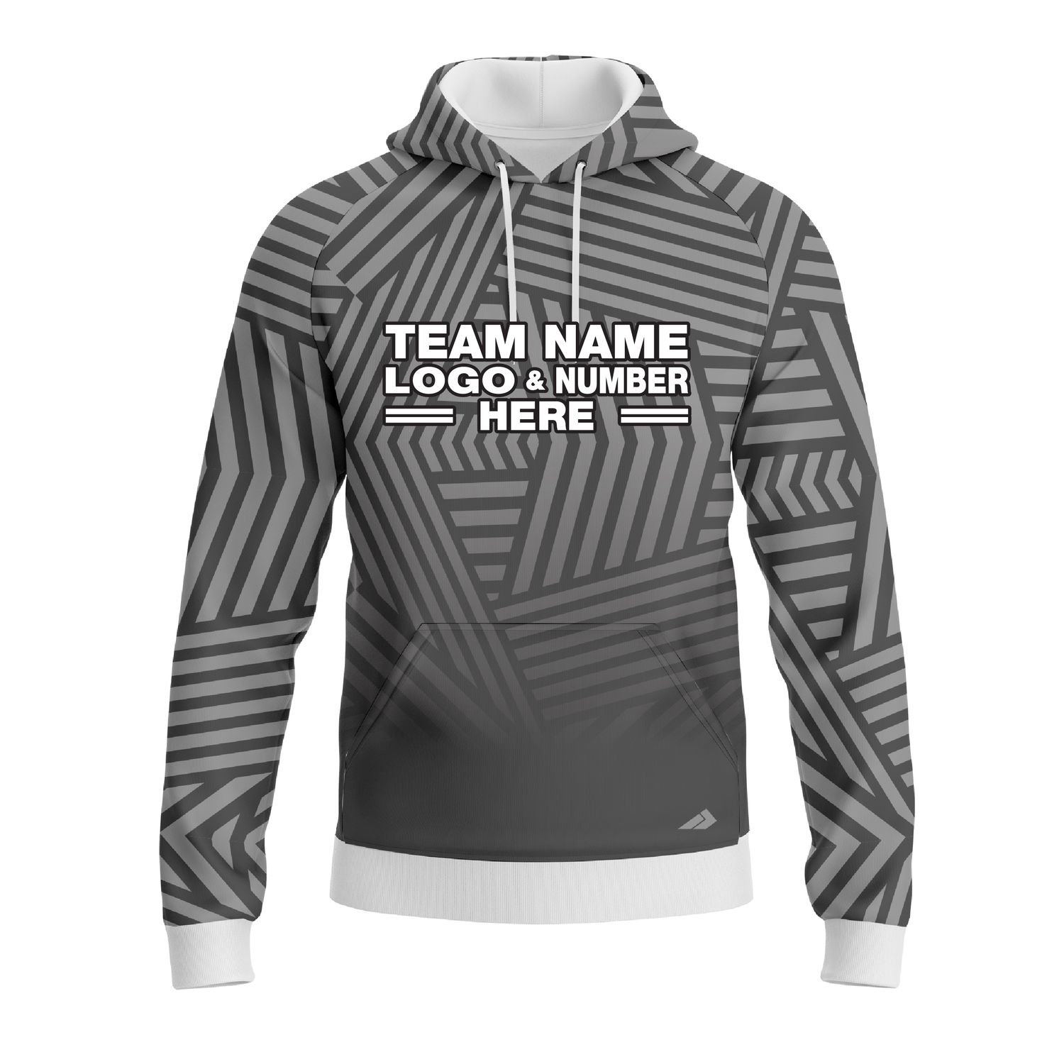 Custom Fully Sublimated Intersecting Pattern Gray Performance Sports Pullover Hoodie 10156