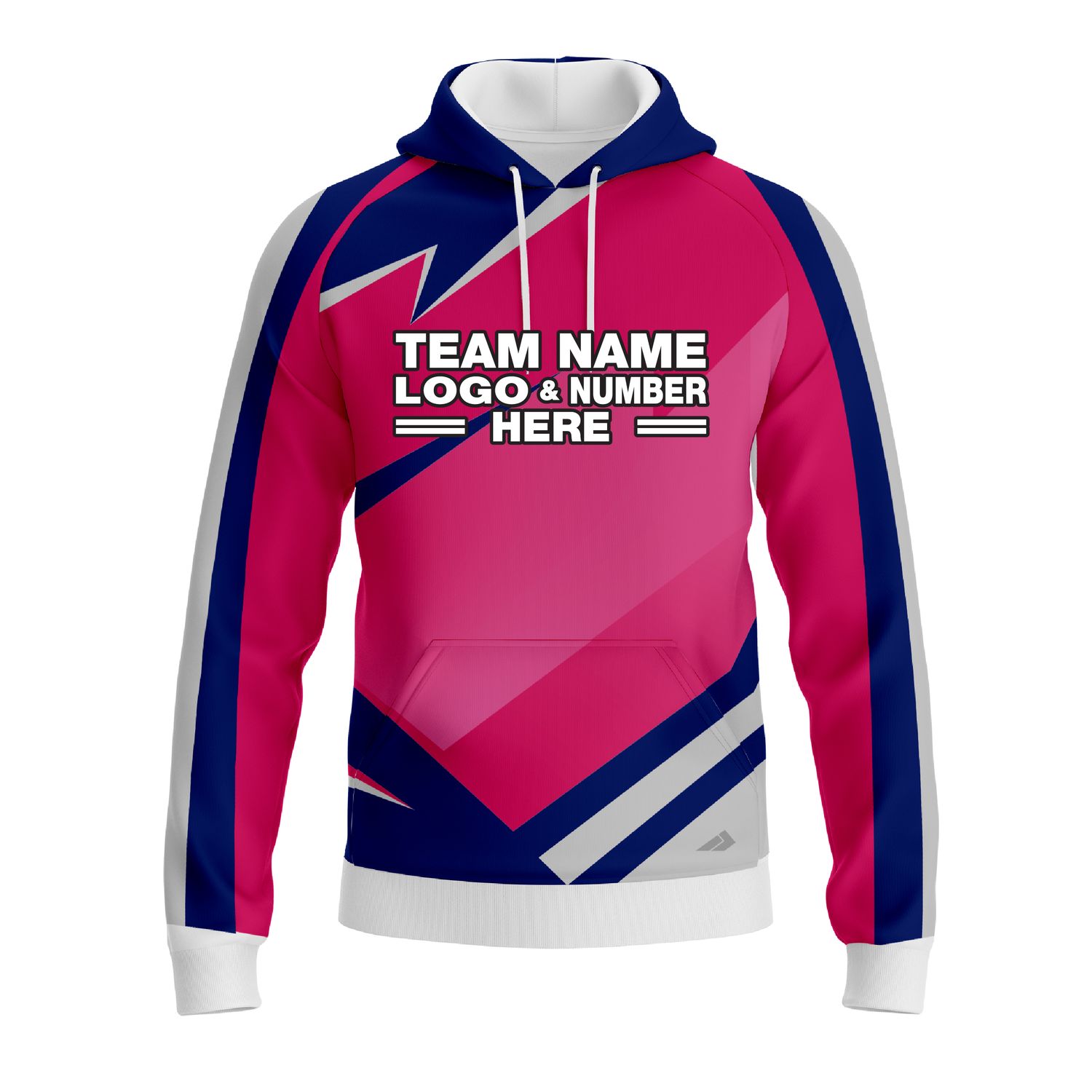 Custom Fully Sublimated Modern Pattern Blue Pink Performance Sports Pullover Hoodie 10158
