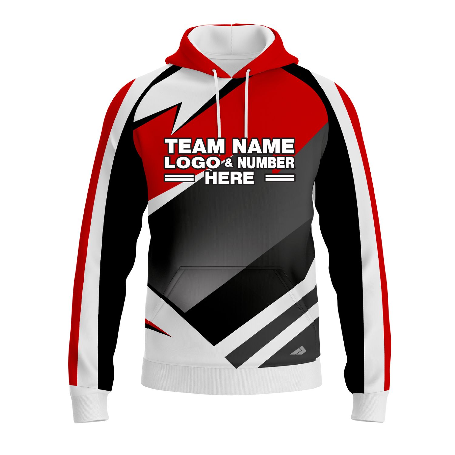 Custom Fully Sublimated Modern Pattern Red Black Gray Performance Sports Pullover Hoodie 10160