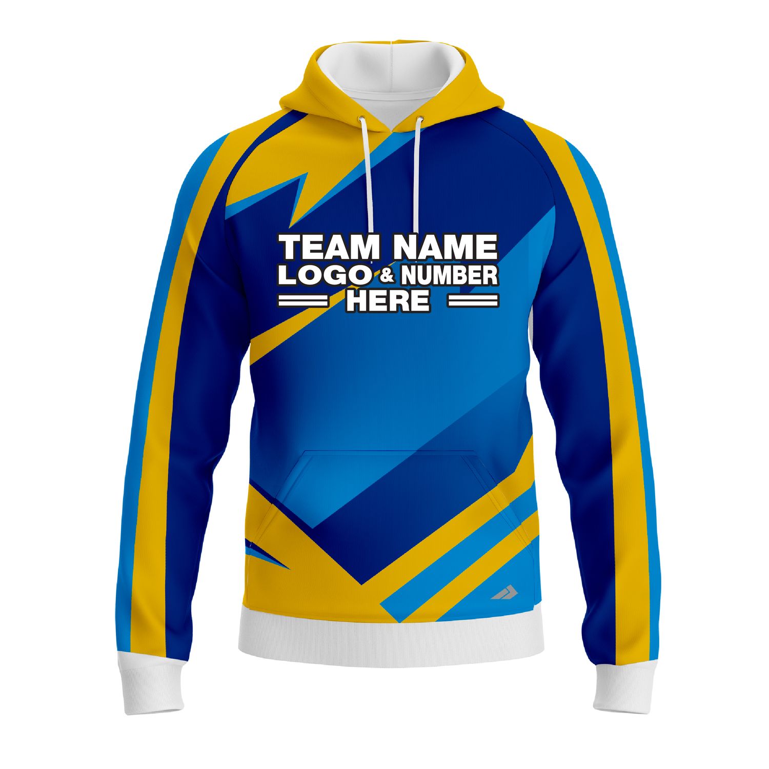 Custom Fully Sublimated Modern Pattern Yellow Blue Performance Sports Pullover Hoodie 10166