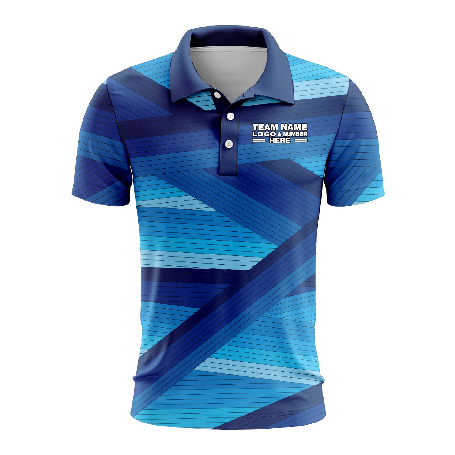 Custom Fully Sublimated Wrapped Lines Pattern Blues Performance Polo Shirt 10206