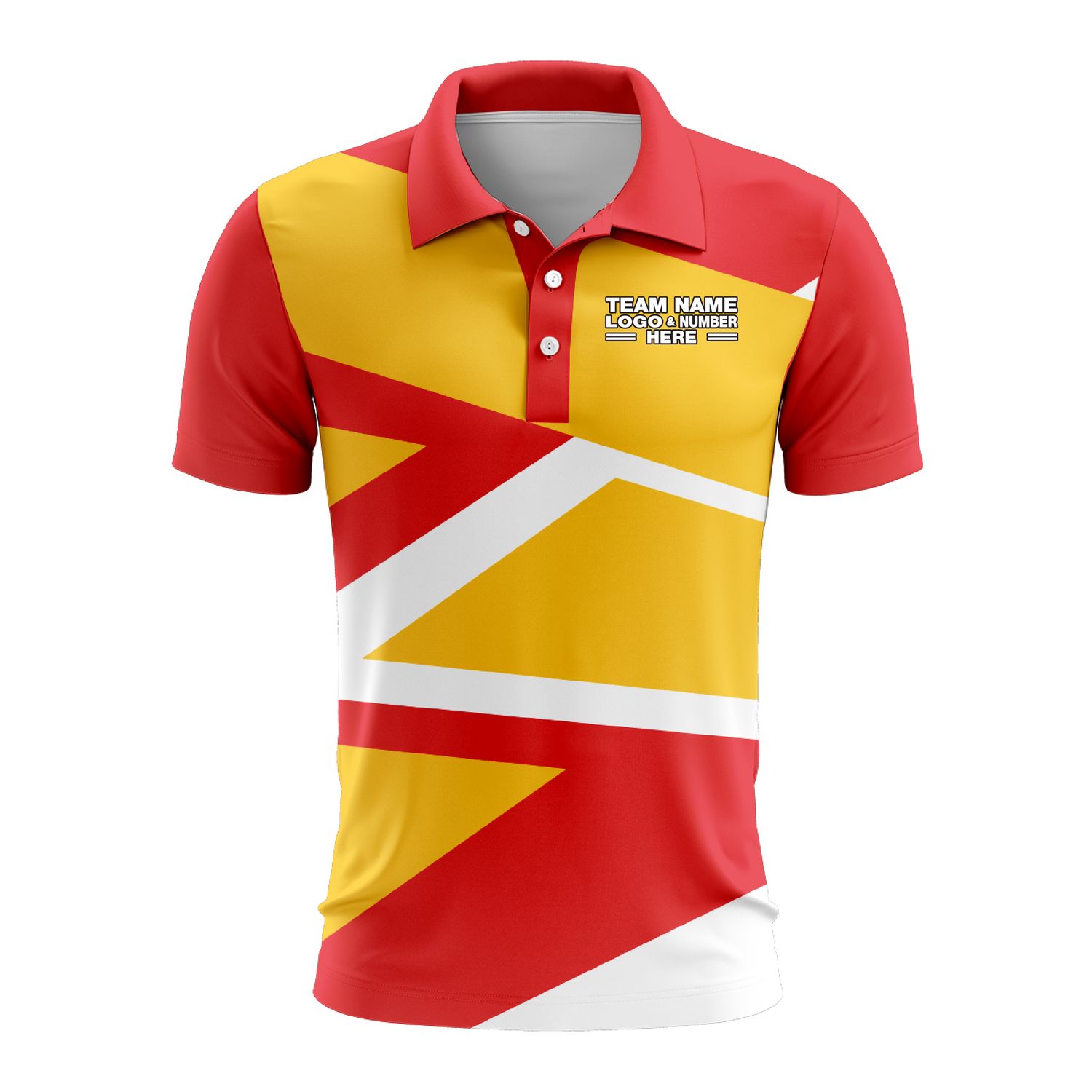 Custom Fully Sublimated Intricate Lines Pattern Yellow Red Performance Polo Shirt 10234