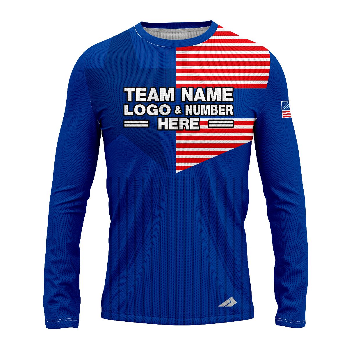 Custom Fully Sublimated USA FLAG Elegant Pattern Red Blue White Performance Long Sleeves 10315