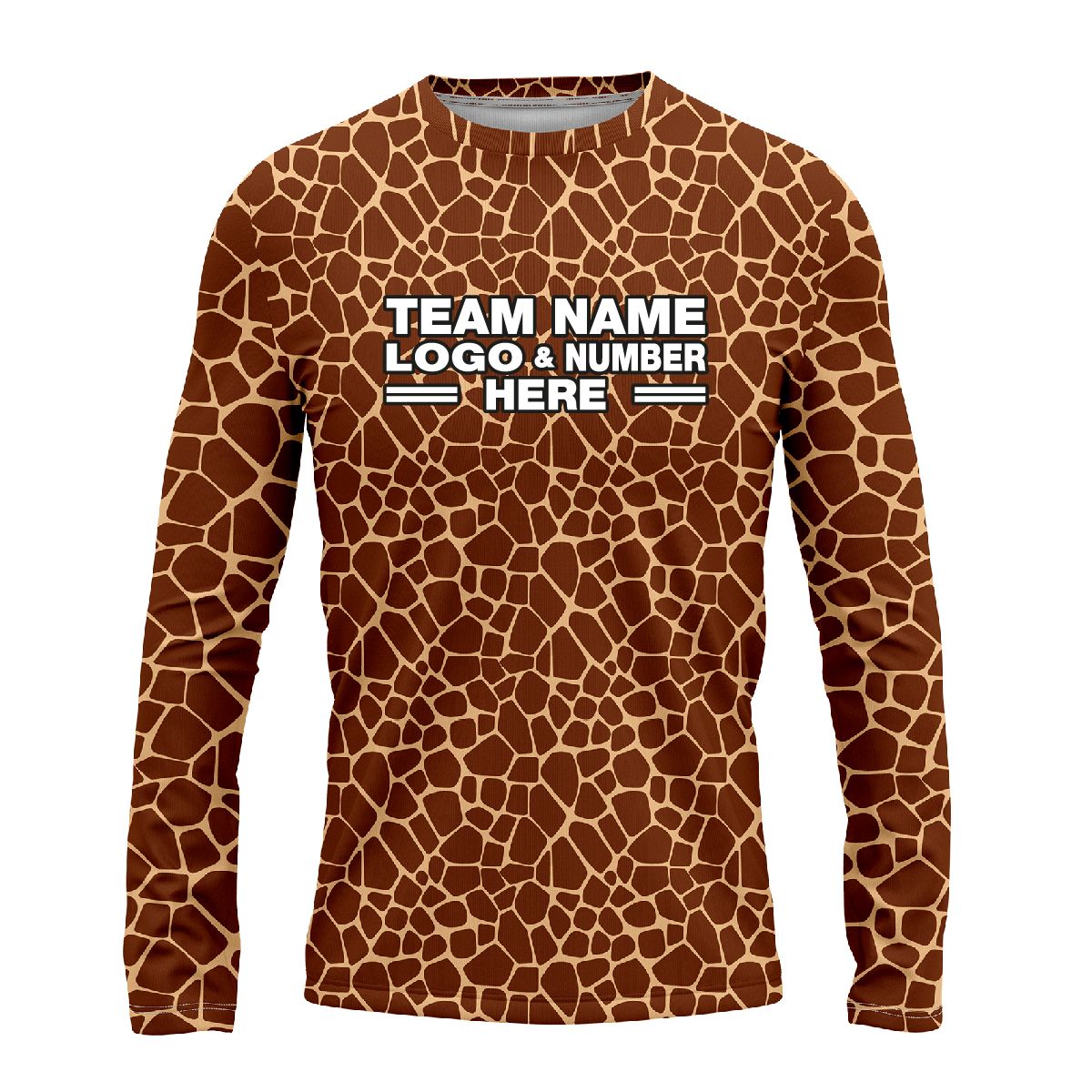 Custom Fully Sublimated Natural Giraffe Animal Print  Performance Long Sleeves 10399