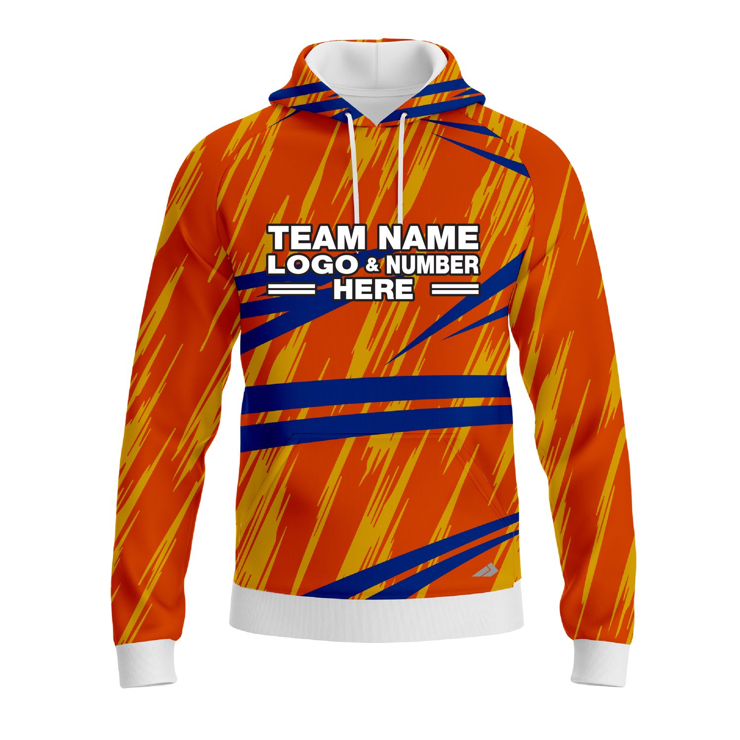 Custom Fully Sublimated Ripped Pattern Orange Blue Yellow Performance Sports Pullover Hoodie 10453