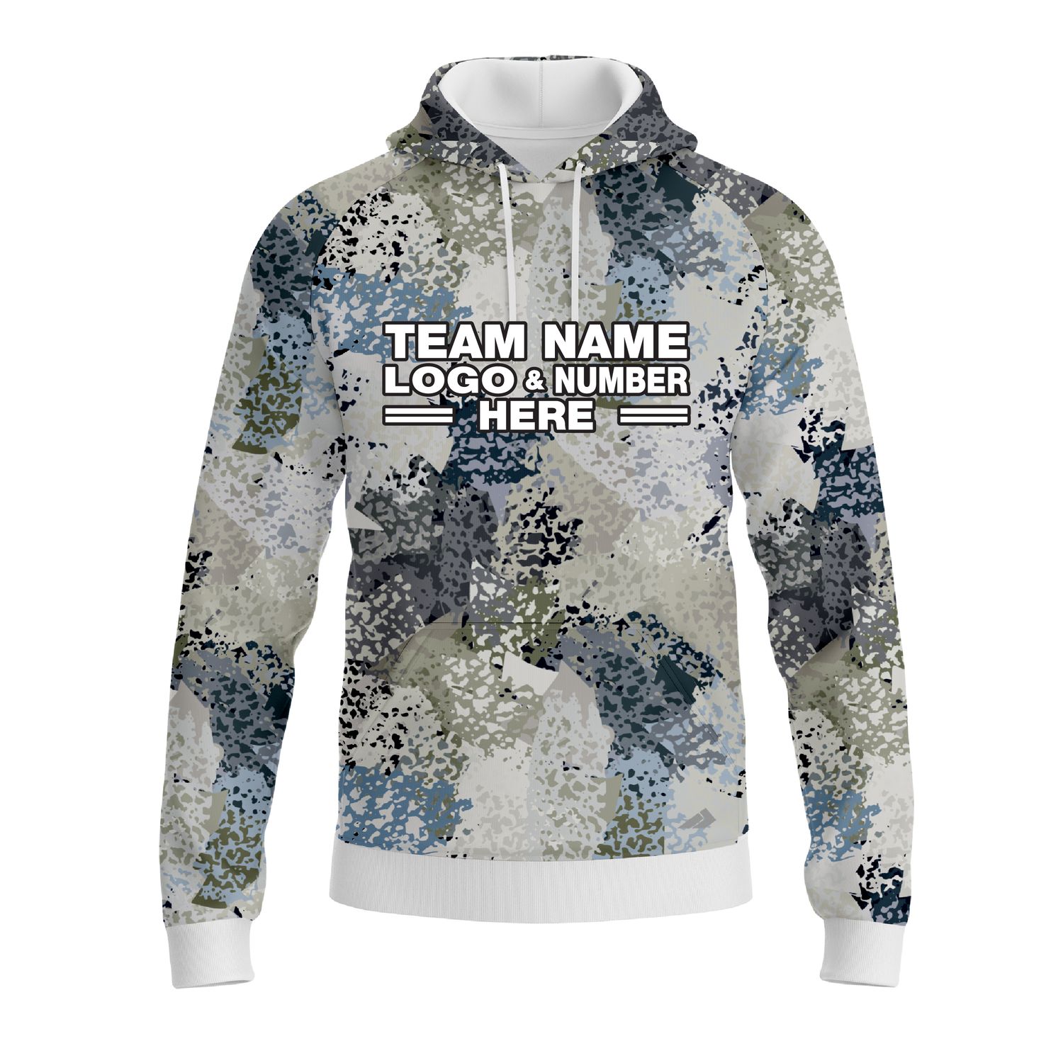 Custom Fully Sublimated Brushes Pattern Blue White Performance Sports Pullover Hoodie 10459