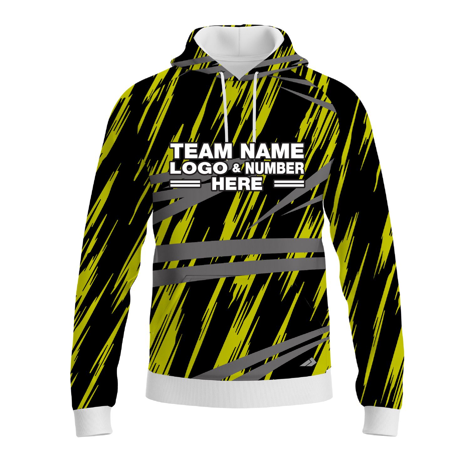 Custom Fully Sublimated Ripped Pattern Black Green Gray Performance Sports Pullover Hoodie 10457