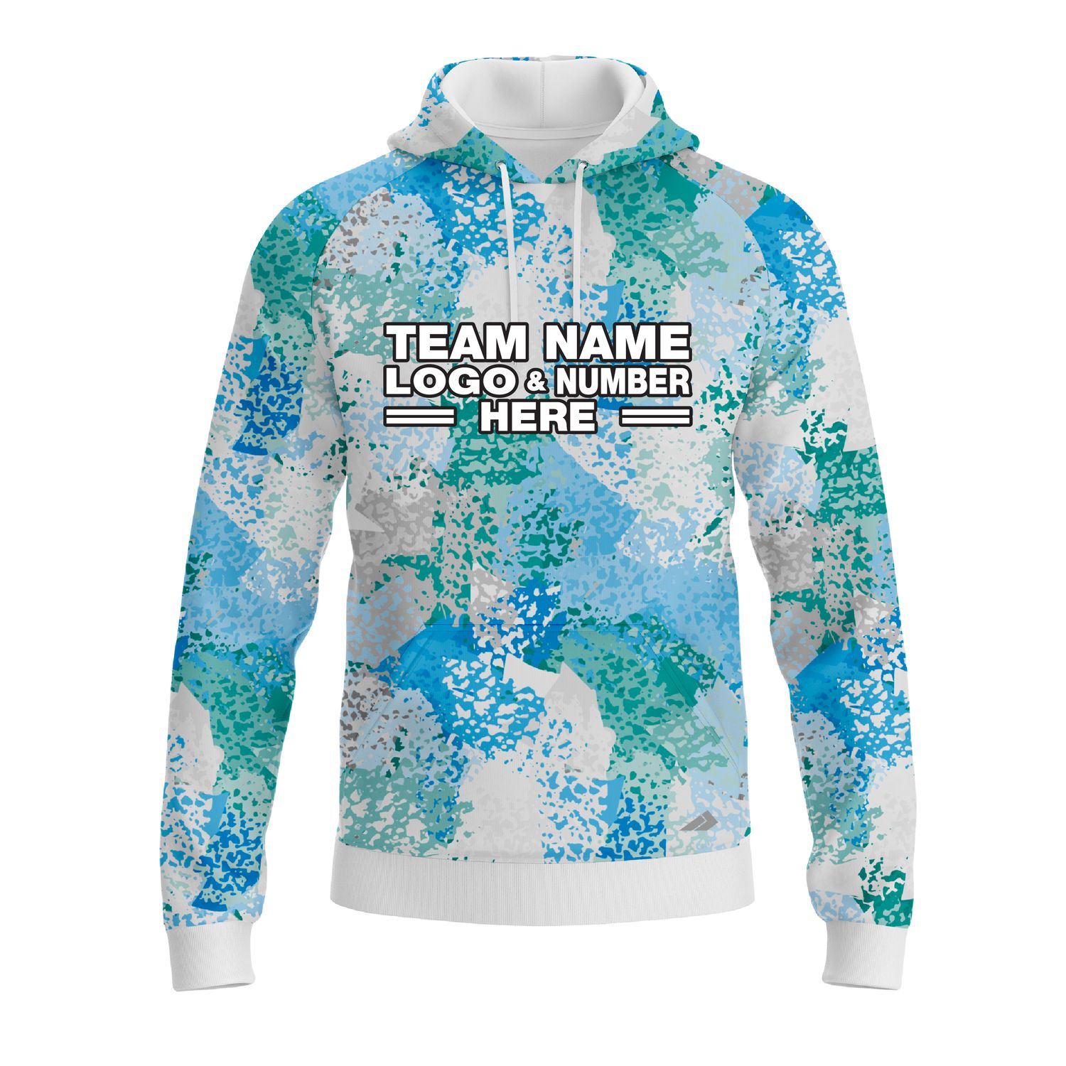 Custom Fully Sublimated Brushes Pattern SkyBlue White Performance Sports Pullover Hoodie 10461