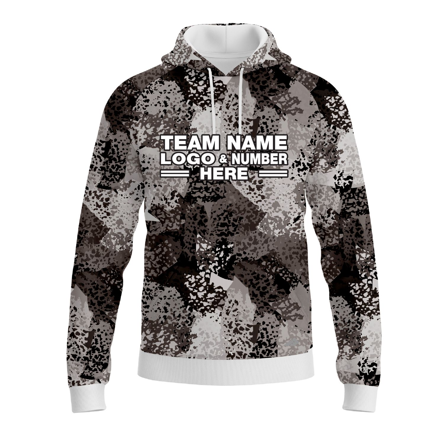 Custom Fully Sublimated Brushes Pattern Black White Performance Sports Pullover Hoodie 10463