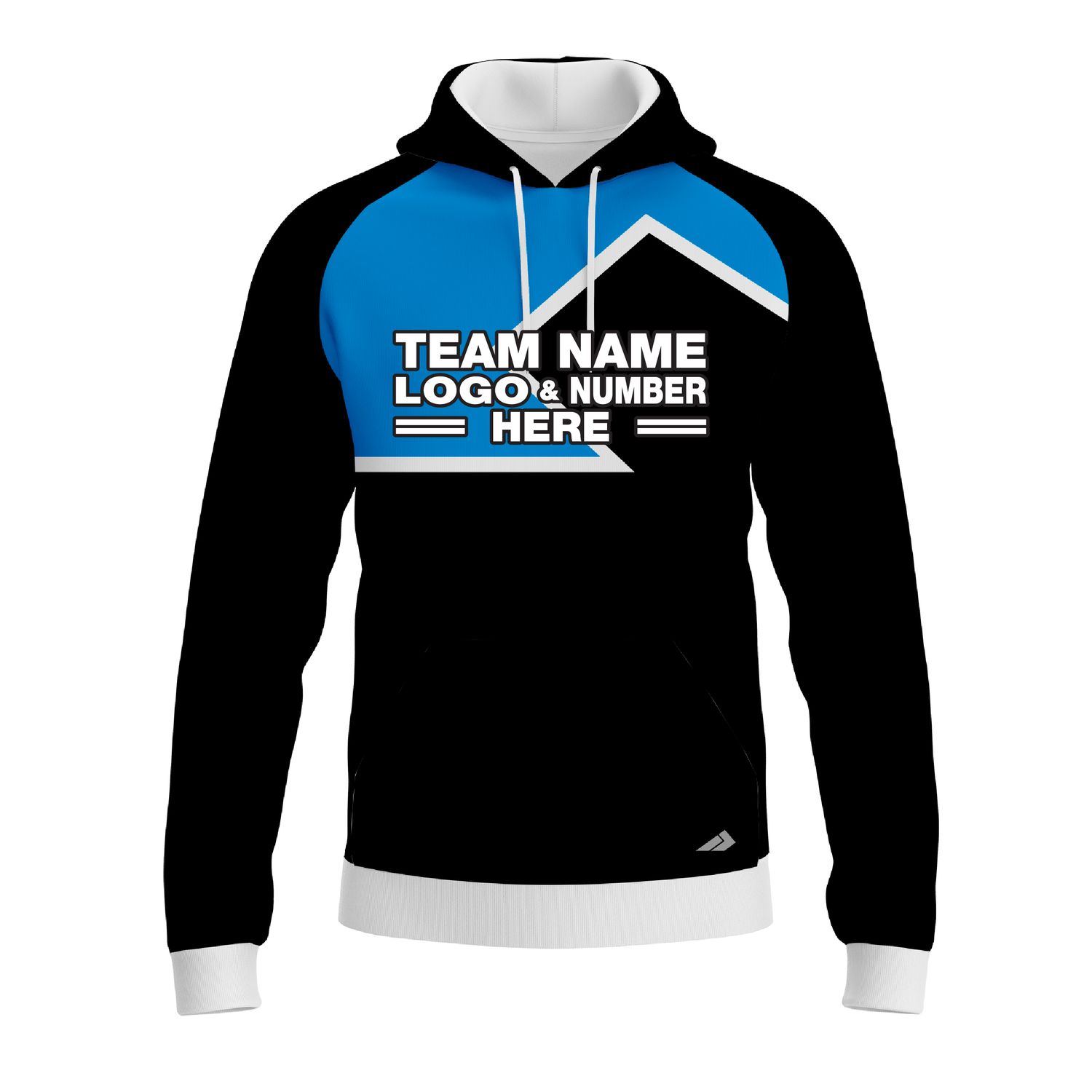 Custom Fully Sublimated Puzzle Pattern SkyBlue Black Performance Sports Pullover Hoodie 10473