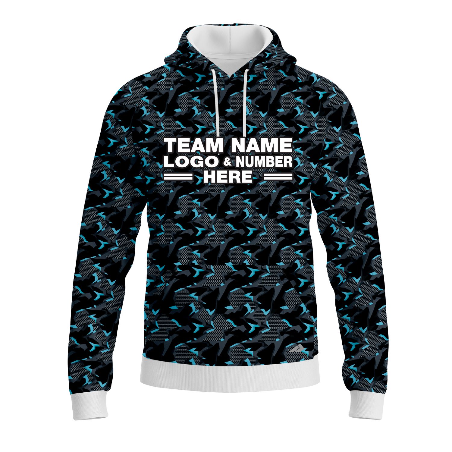 Custom Fully Sublimated Tactical Pattern Blue Gray Black Performance Sports Pullover Hoodie 10479