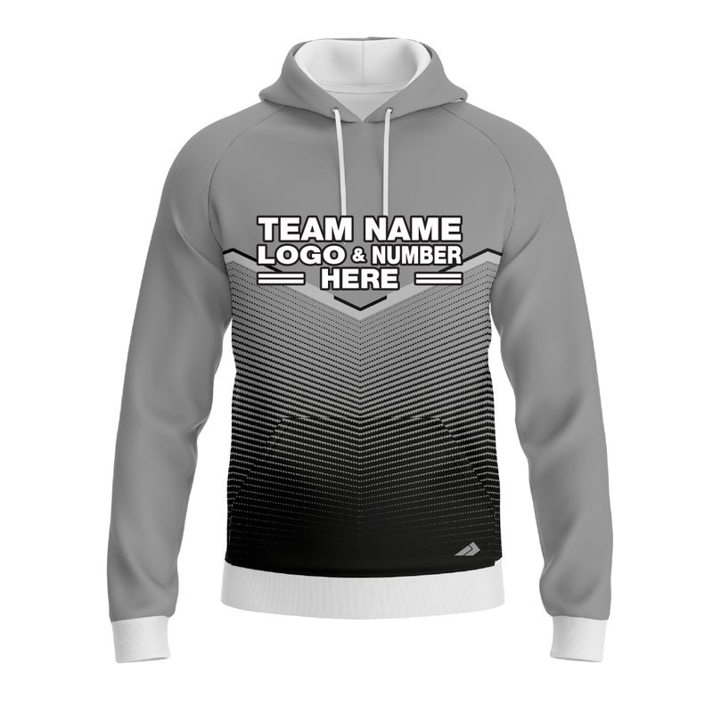 Custom Fully Sublimated Bold  Pattern Black Gray Performance Sports Pullover Hoodie 10485