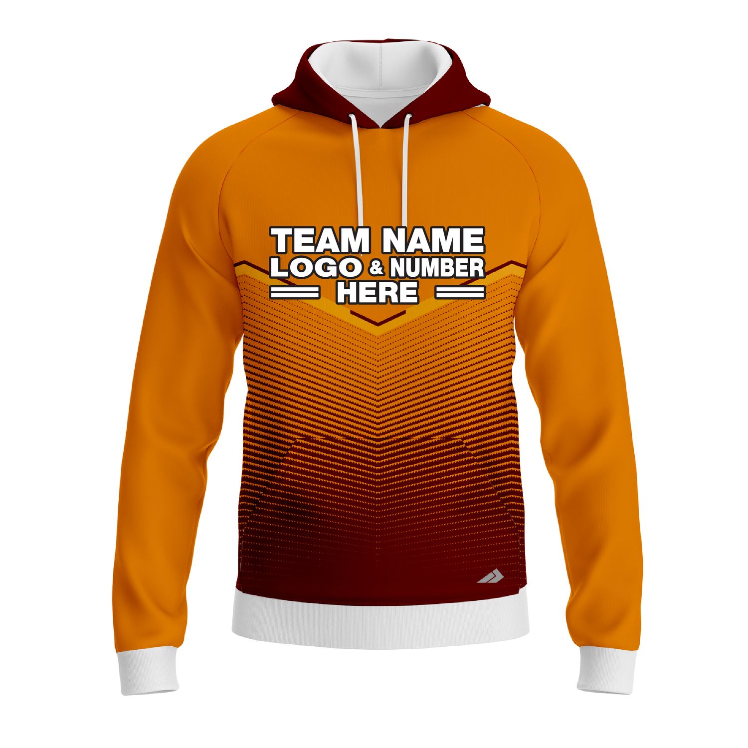 Custom Fully Sublimated Bold Pattern Orange Red Performance Sports Pullover Hoodie 10487