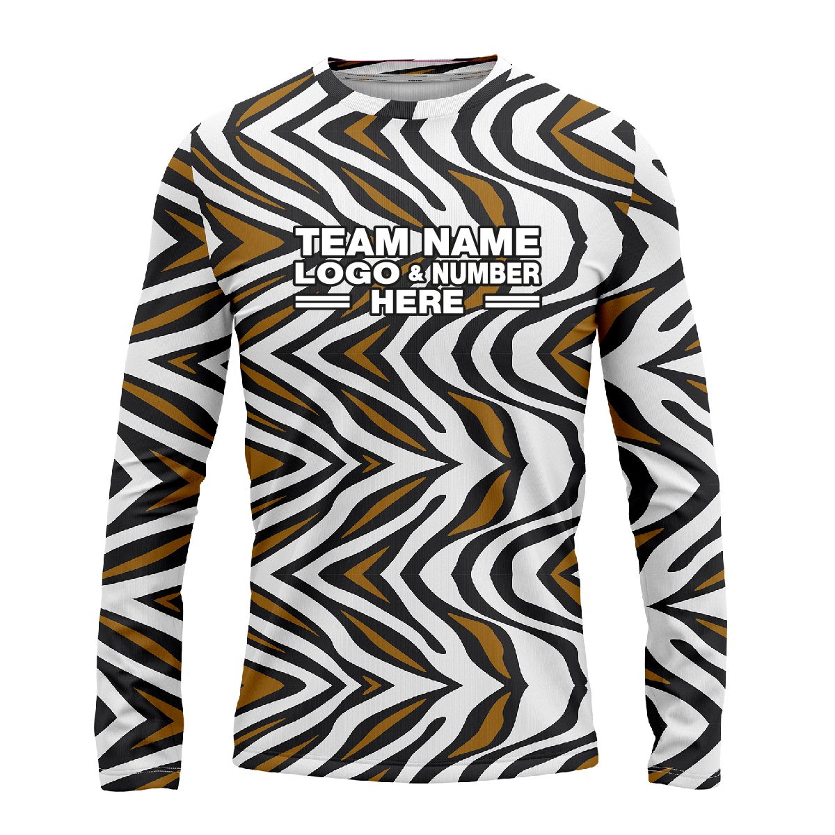 Custom Fully Sublimated Zebra Waves Animal Print Performance Long Sleeves 10507