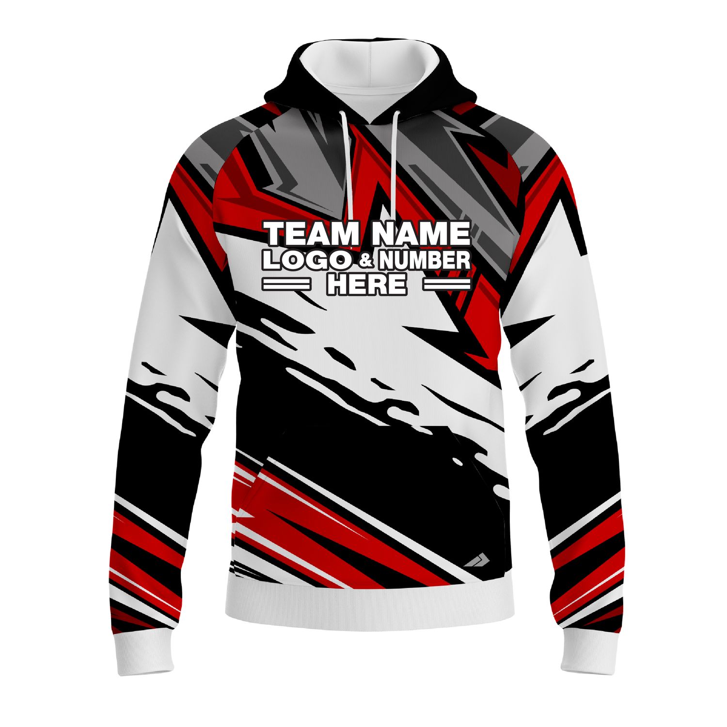 Custom Fully Sublimated Energetic Pattern Black Gray Red Performance Sports Pullover Hoodie 10519
