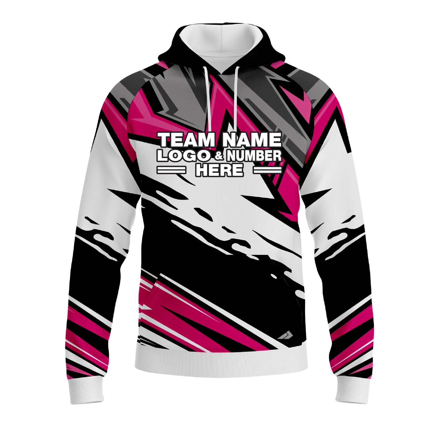 Custom Fully Sublimated Energetic Pattern Black Gray Pink Performance Sports Pullover Hoodie 10523