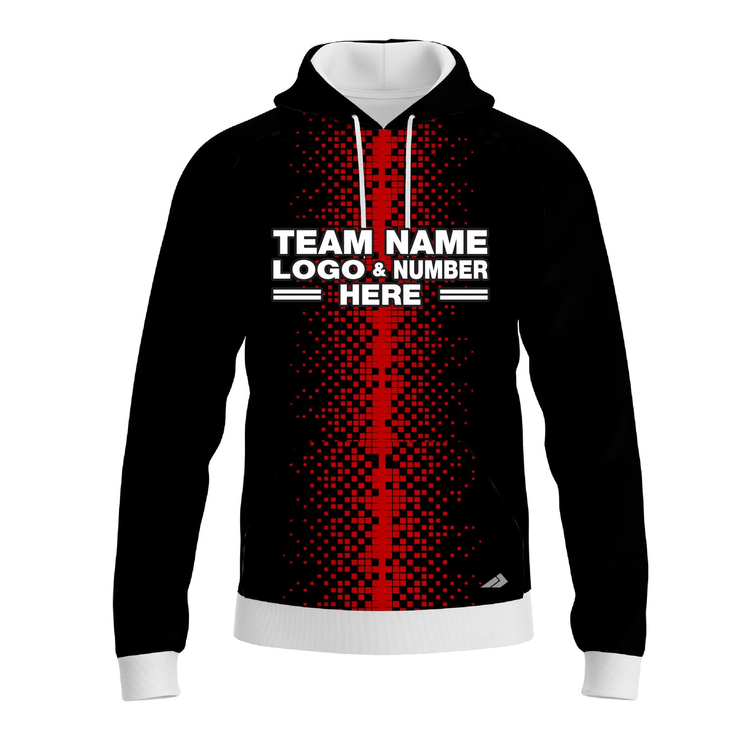 Custom Fully Sublimated Pixel Stripe Pattern Black Red Performance Sports Pullover Hoodie 10553