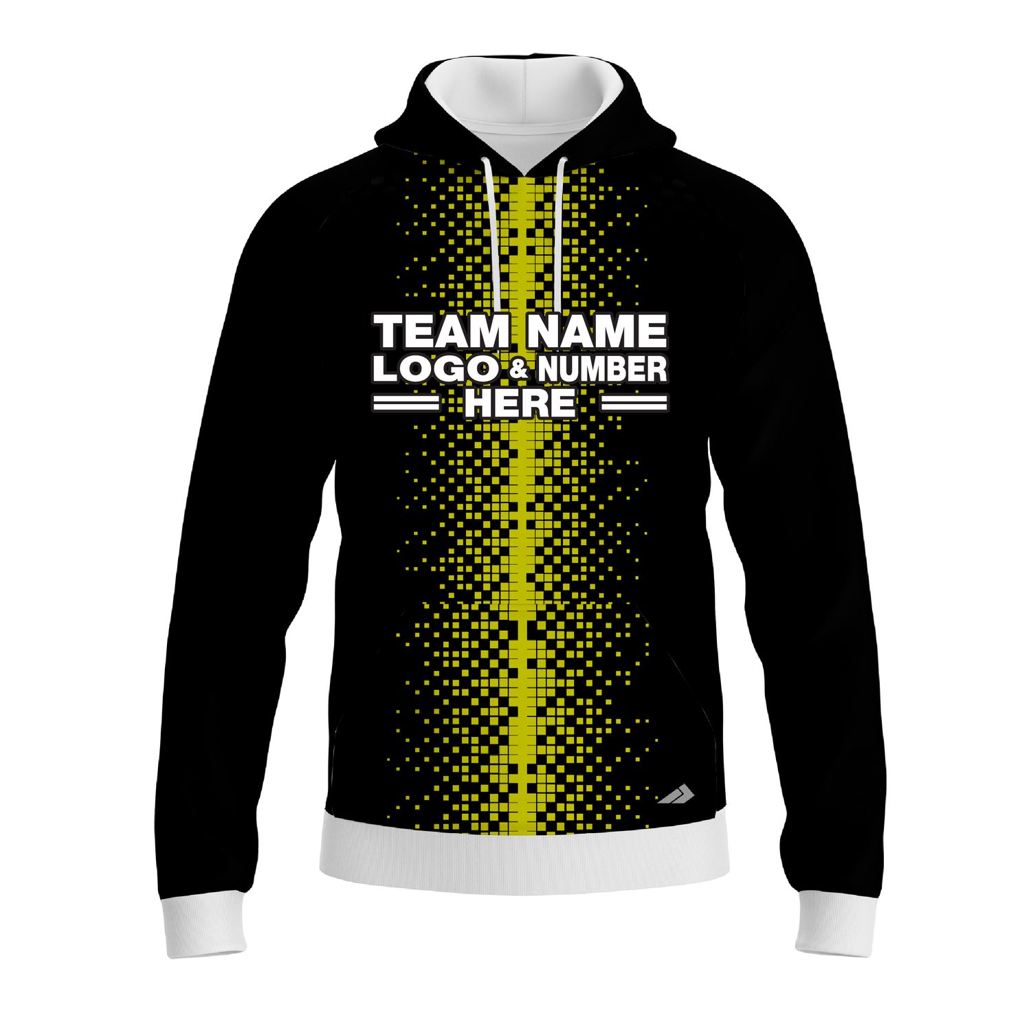 Custom Fully Sublimated Pixel Stripe Pattern Black Yellow Performance Sports Pullover Hoodie 10555