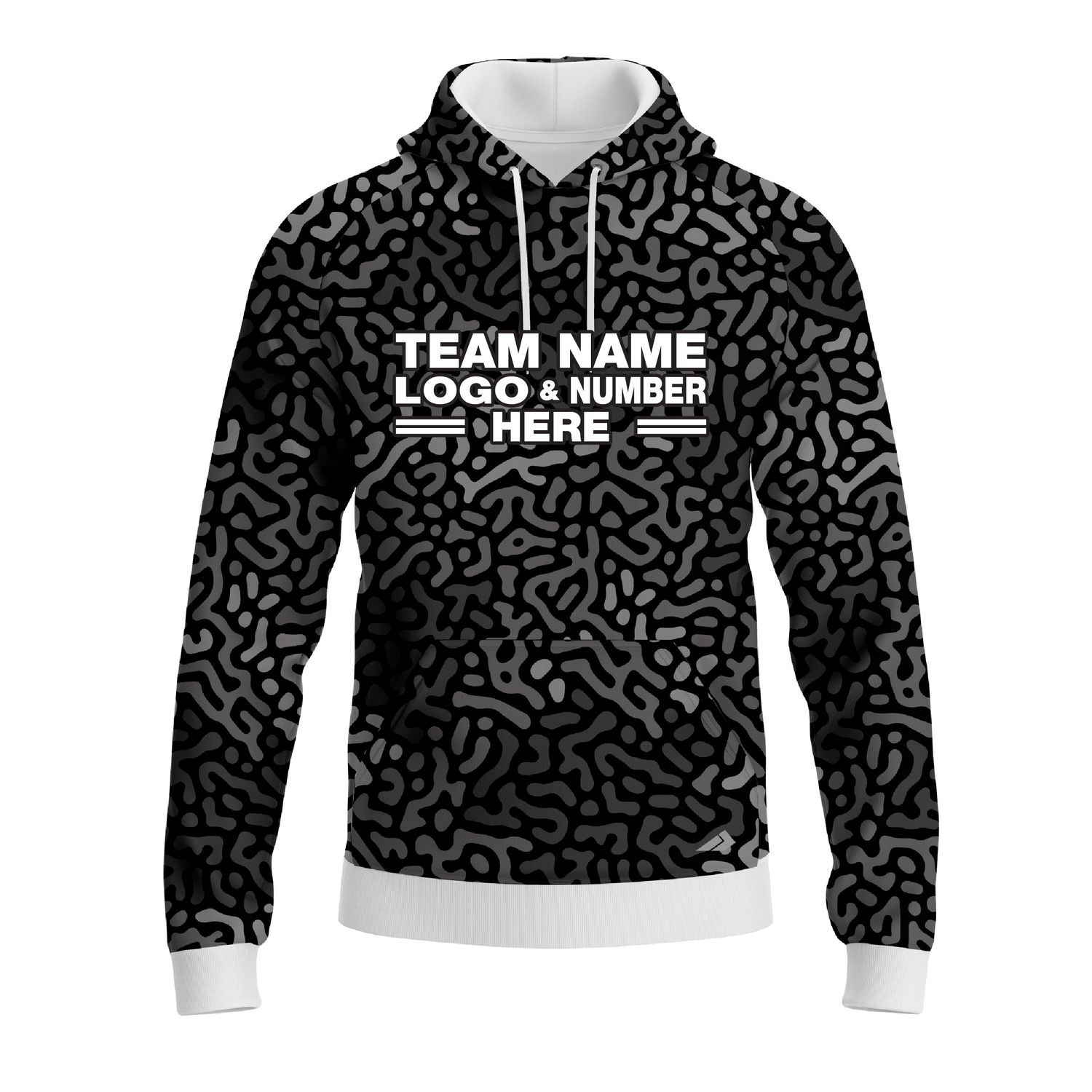 Custom Fully Sublimated Monochrome Maze Pattern Black Performance Sports Pullover Hoodie 10561