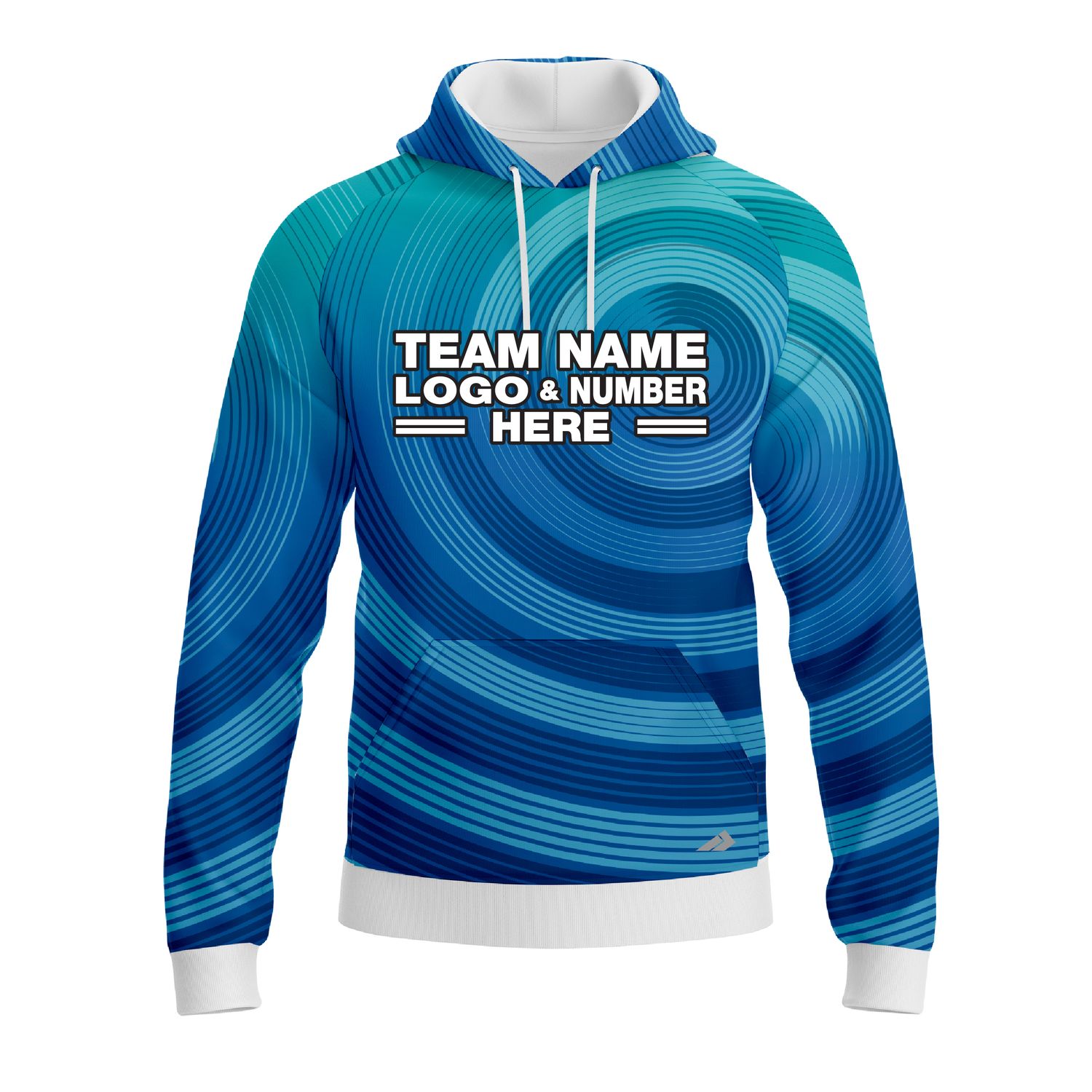 Custom Fully Sublimated Spiral Pattern Blues Performance Sports Pullover Hoodie 10565