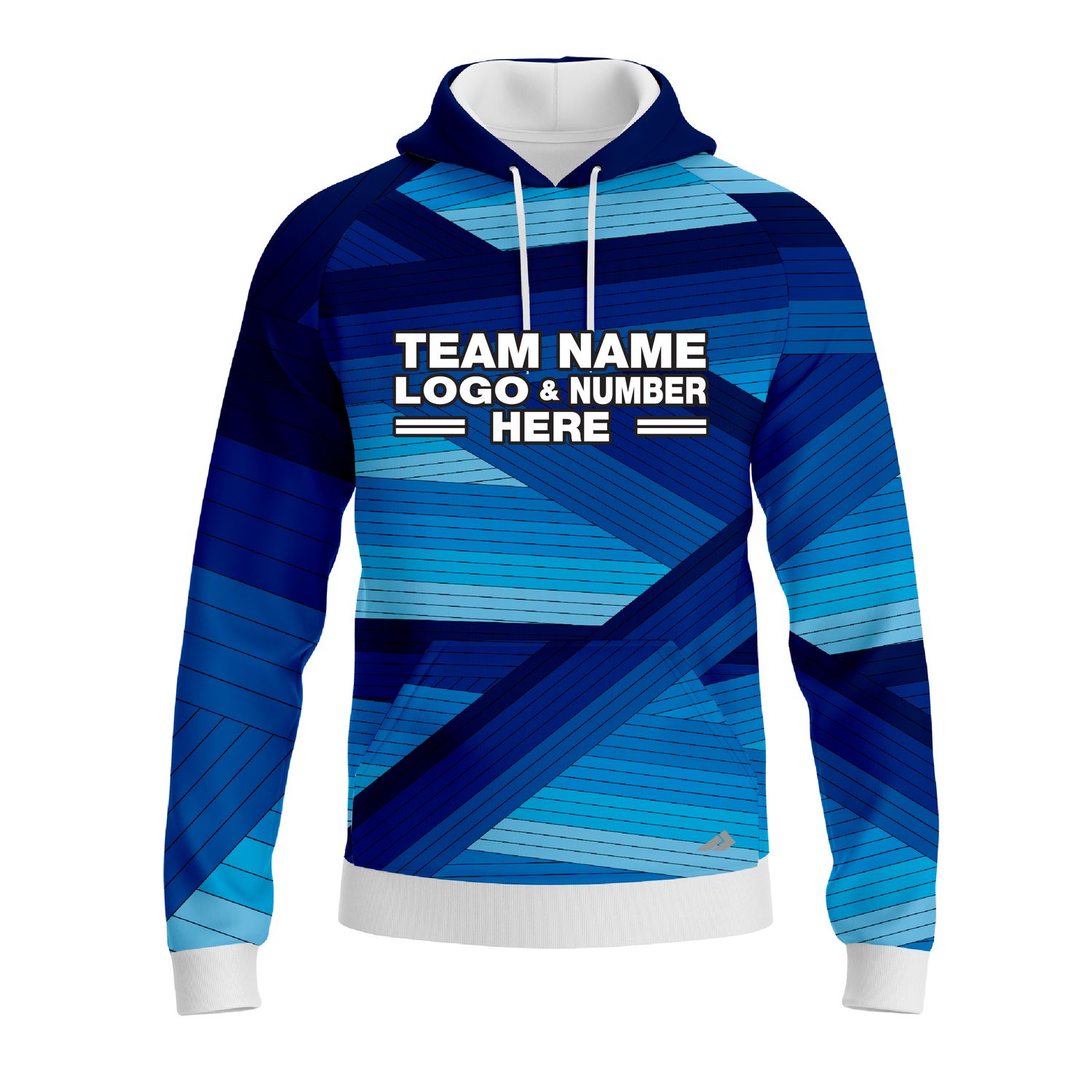 Custom Fully Sublimated Wrapped Lines Pattern Blues Performance Sports Pullover Hoodie 10569