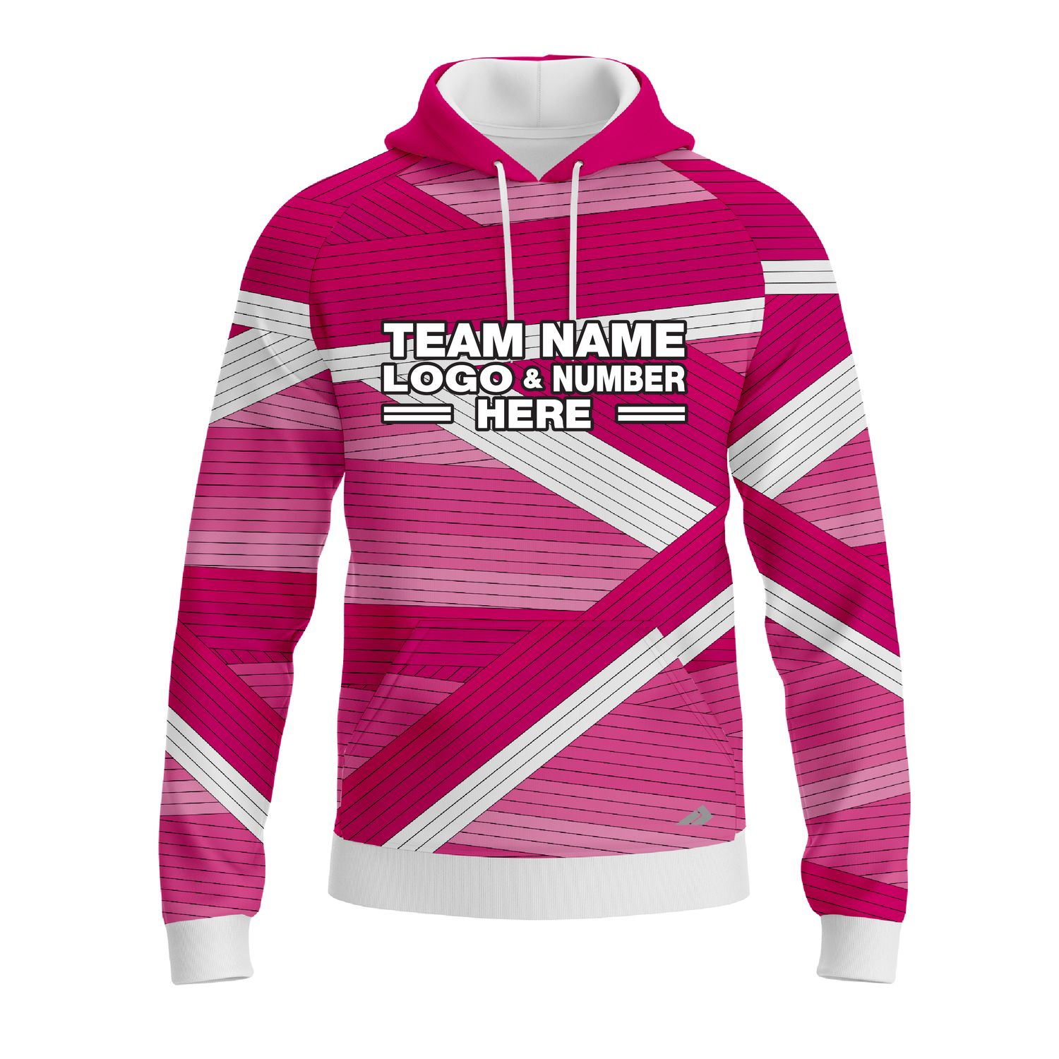 Custom Fully Sublimated Wrapped Lines Pattern Pink Performance Sports Pullover Hoodie 10571