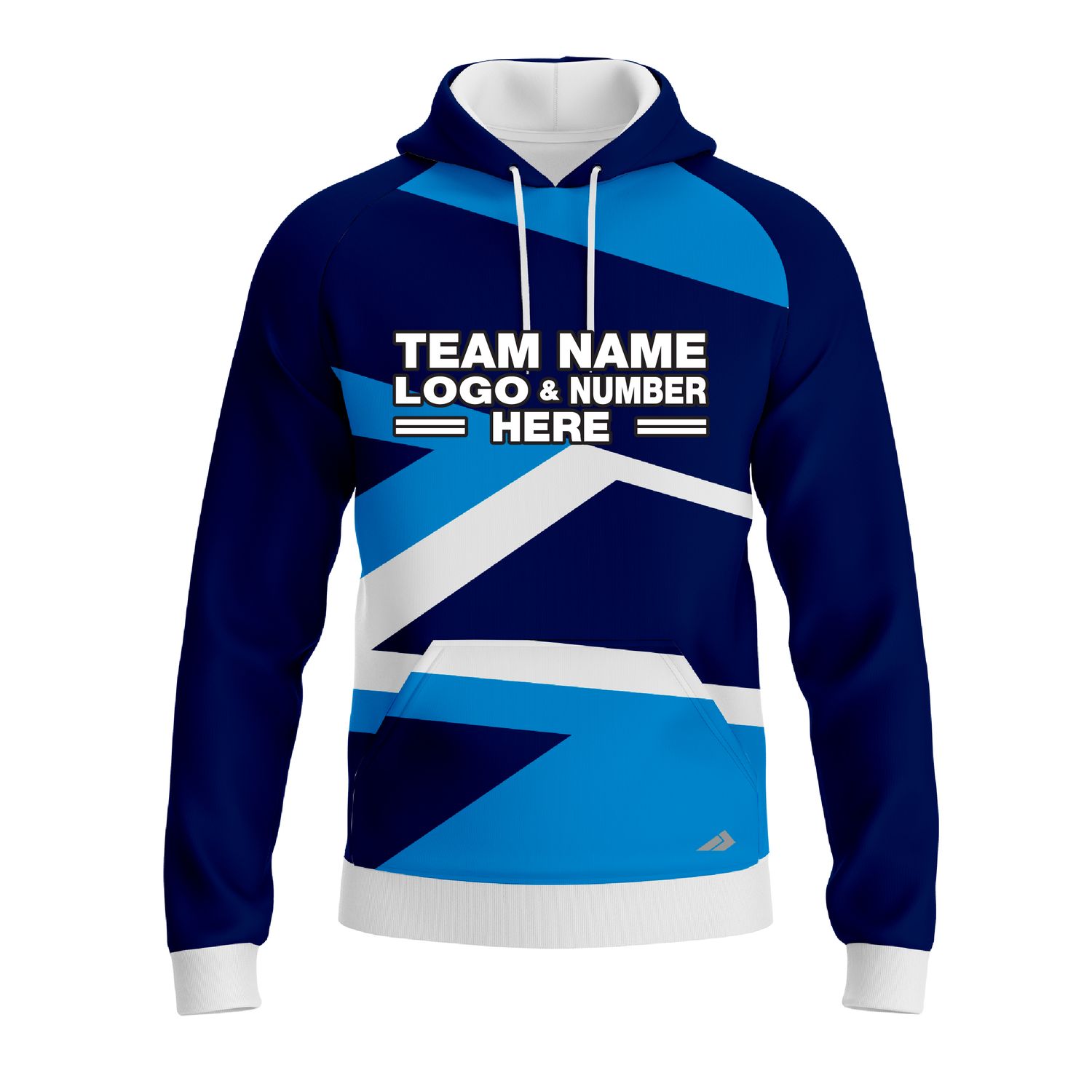 Custom Fully Sublimated Intricate Lines Pattern Blue White Performance Sports Pullover Hoodie 10573