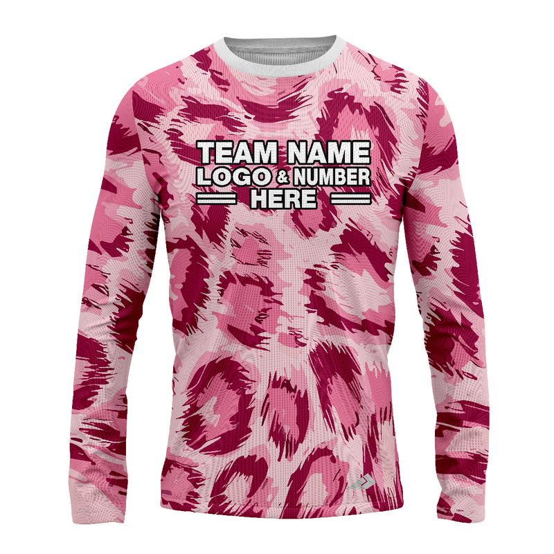 Custom Fully Sublimated Abstract Wild Pink Cheetah Print Performance Long Sleeves 10583