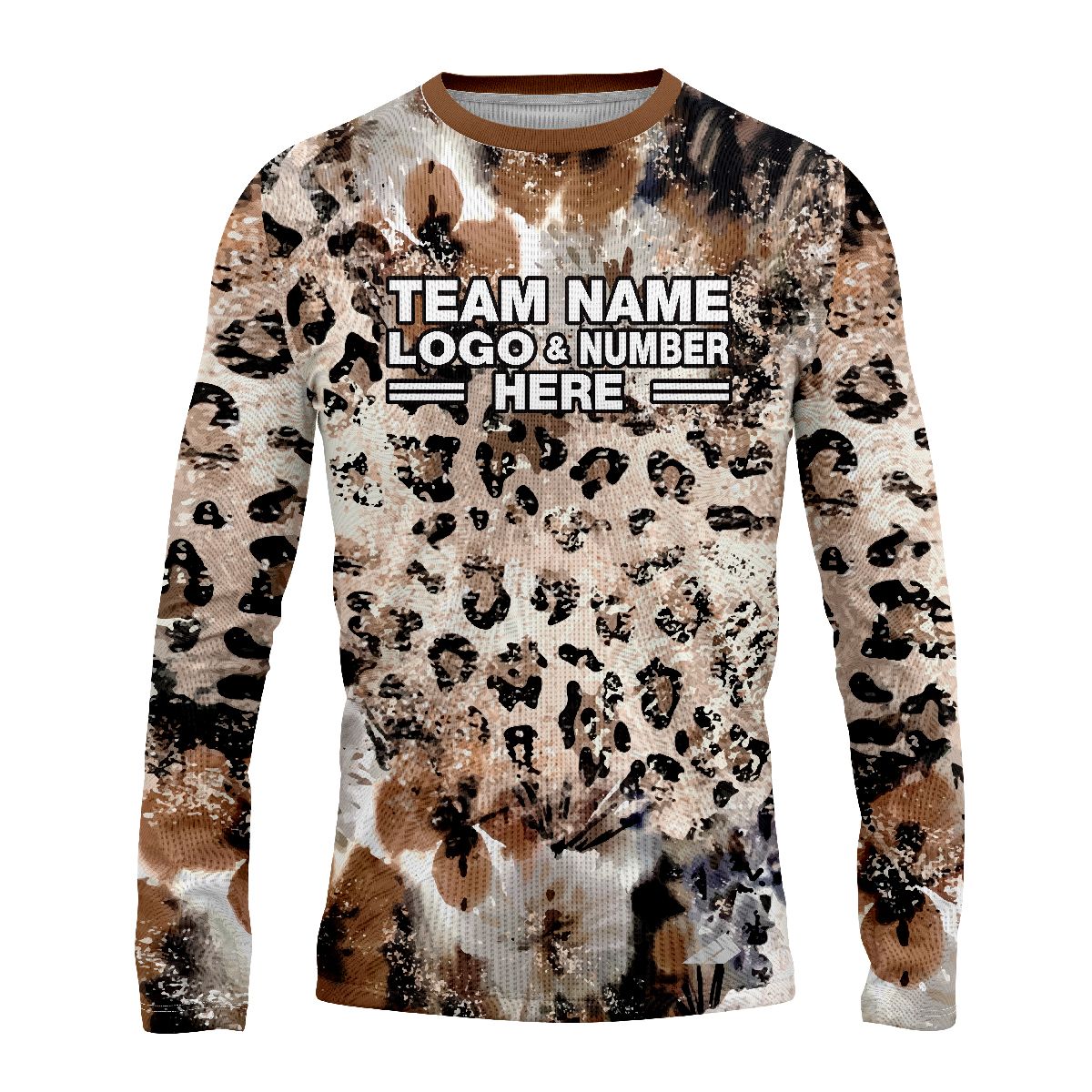 Custom Fully Sublimated Earth Tones Cheetah Print Performance Long Sleeves 10595