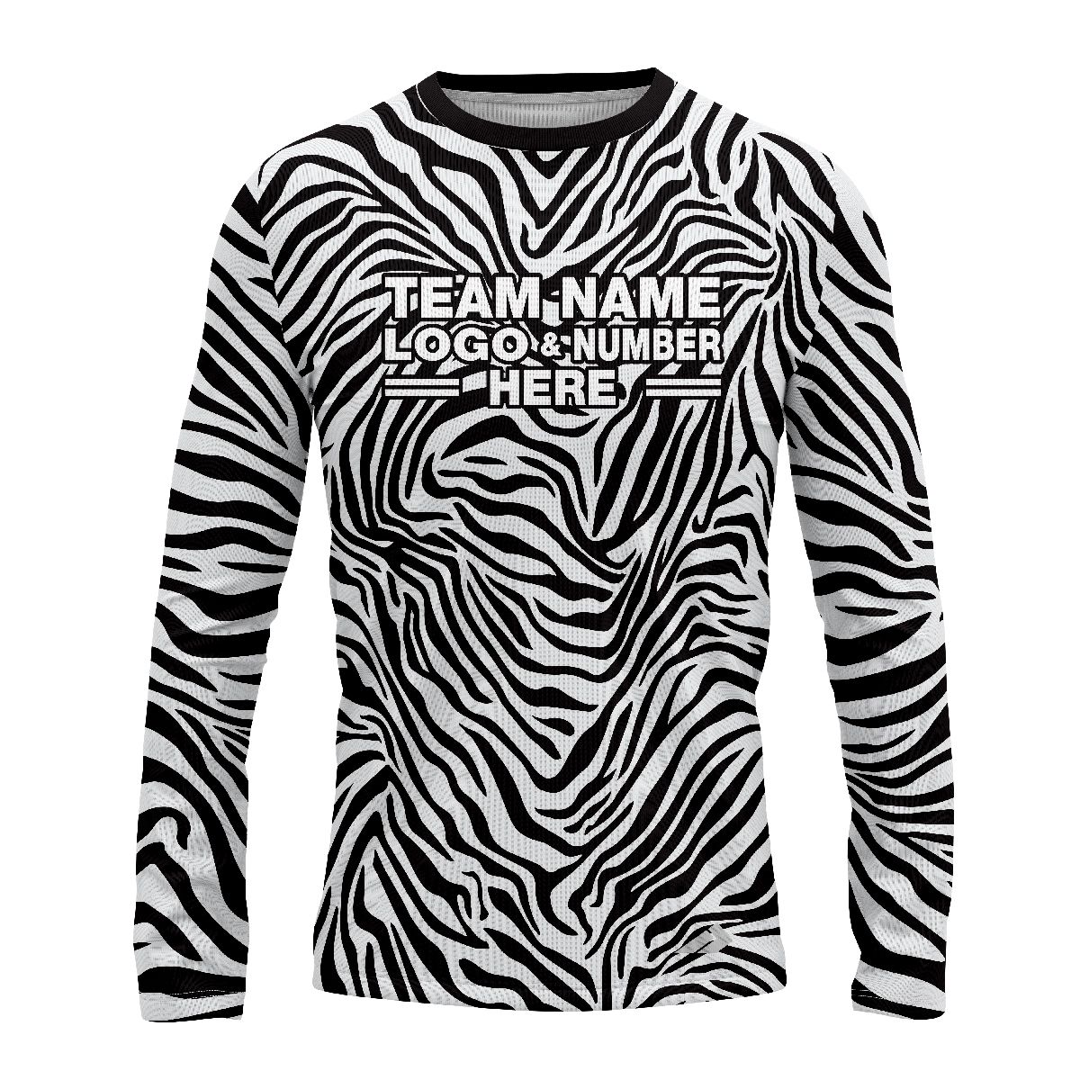 Custom Fully Sublimated Zebra Skin Print Black White Performance Long Sleeves 10607