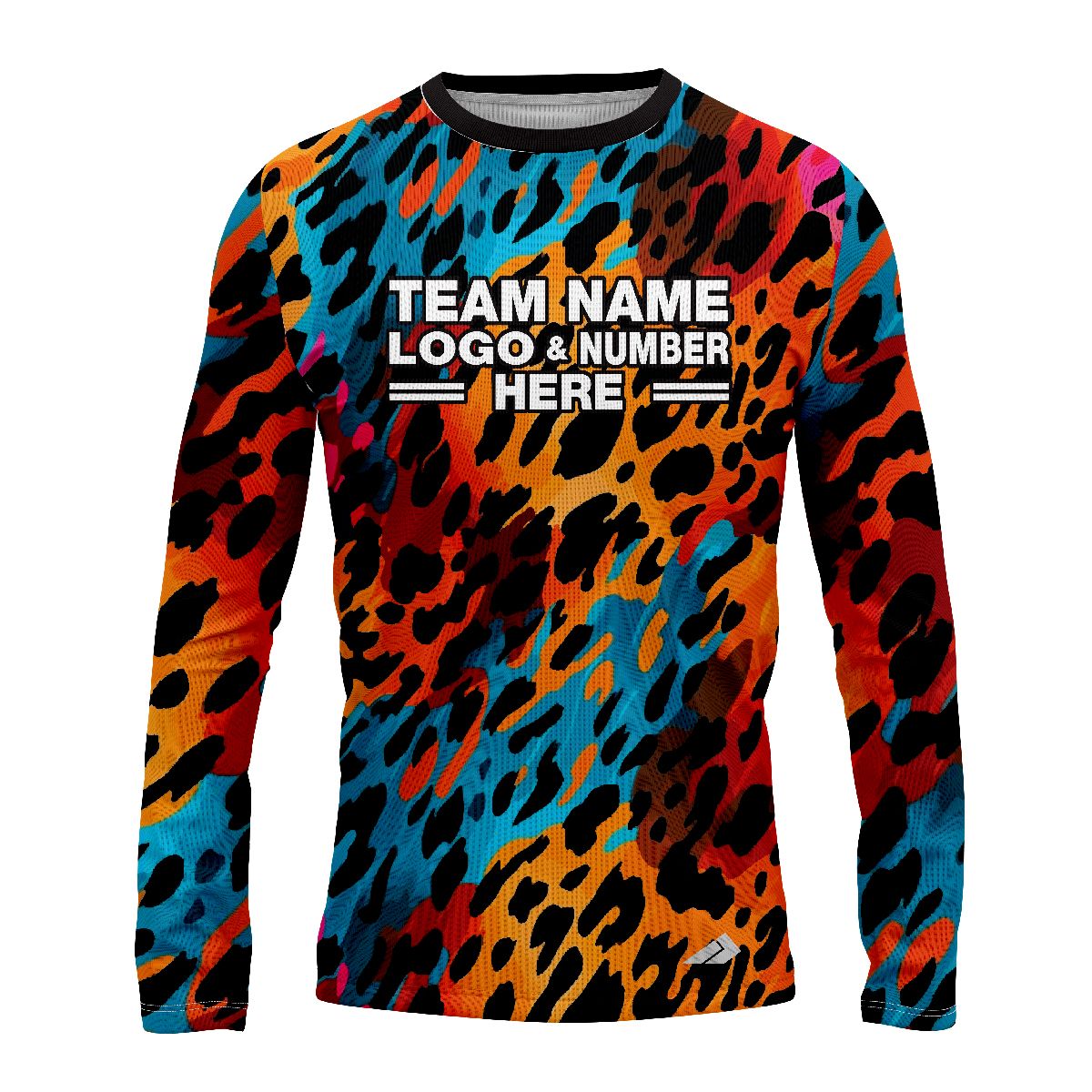 Custom Fully Sublimated Vibrant Leopard Print Multicolor Performance Long Sleeves 10619