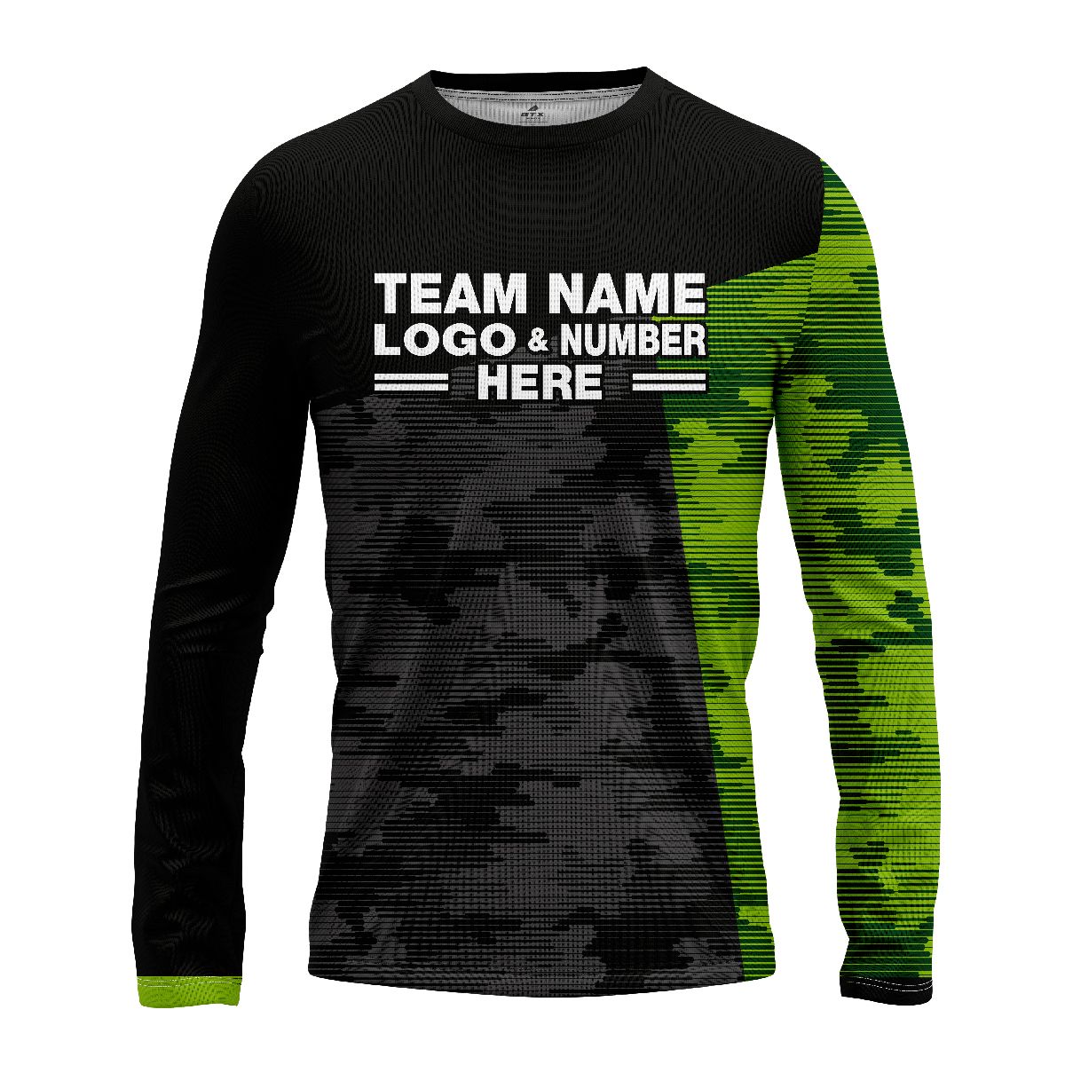 Custom Fully Sublimated ERDL Camo Pattern Black and Green Performance Long Sleeves 10679