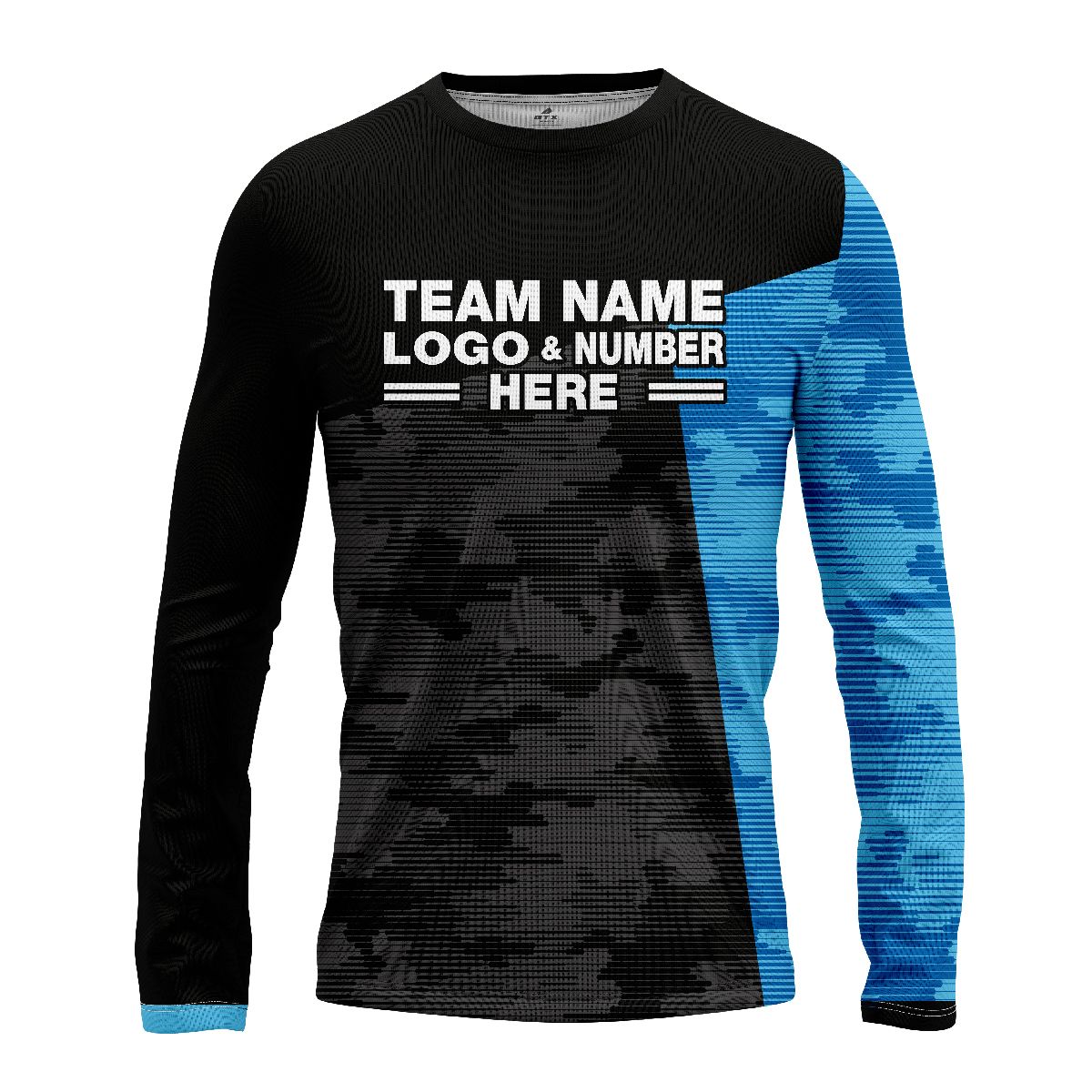Custom Fully Sublimated ERDL Camo Pattern Black and Blue Performance Long Sleeves 10691