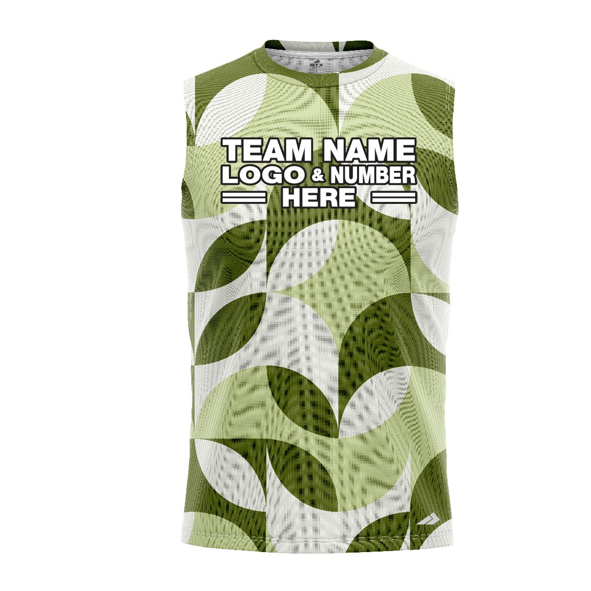 Custom Fully Sublimated Contemporary Leaf Floral Pattern White Green Performance Sleeveless 10751
