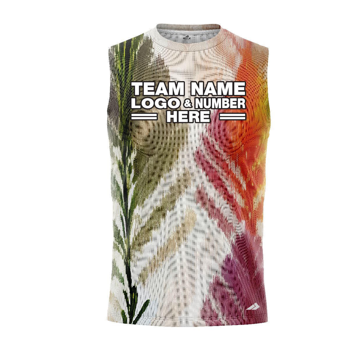 Custom Fully Sublimated Abstract Brushstroke Floral Pattern Multicolor Performance Sleeveless 10807