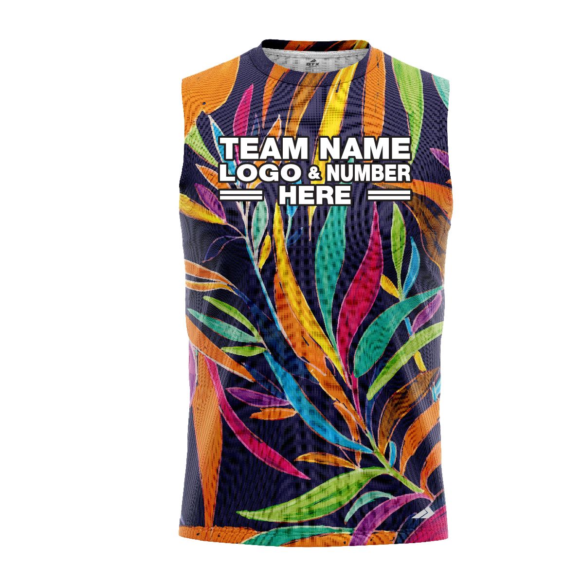 Custom Fully Sublimated Vivid Tropical Floral Pattern Multicolor Performance Sleeveless 10803