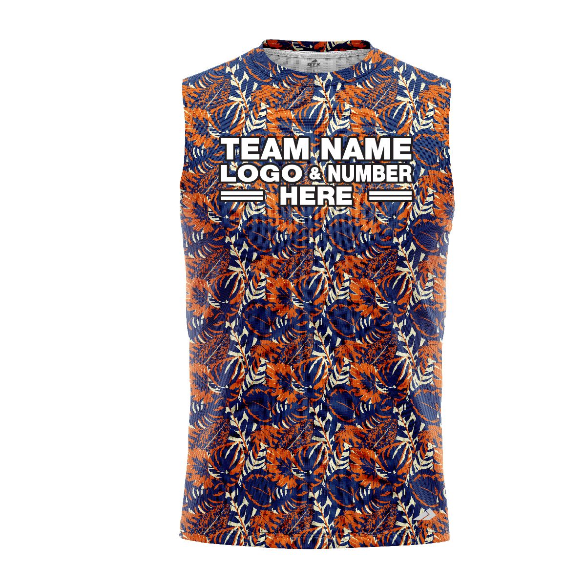 Custom Fully Sublimated Floral Pattern Blue Orange Performance Sleeveless 10863
