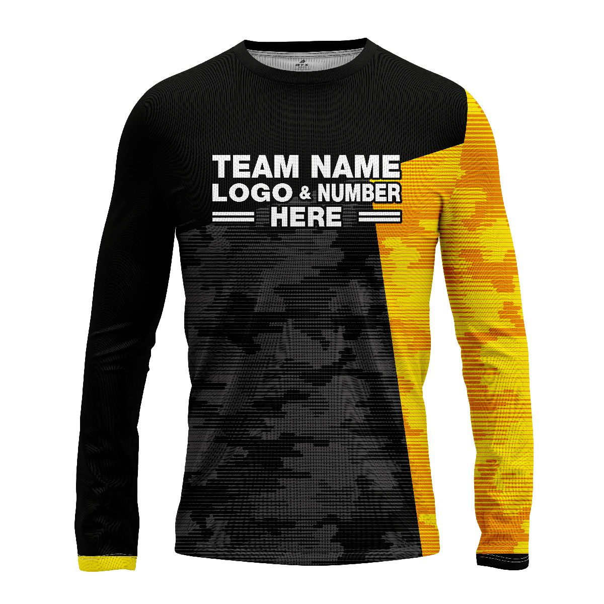 Custom Fully Sublimated ERDL Camo Pattern Black and Yellow Performance Long Sleeves 10851