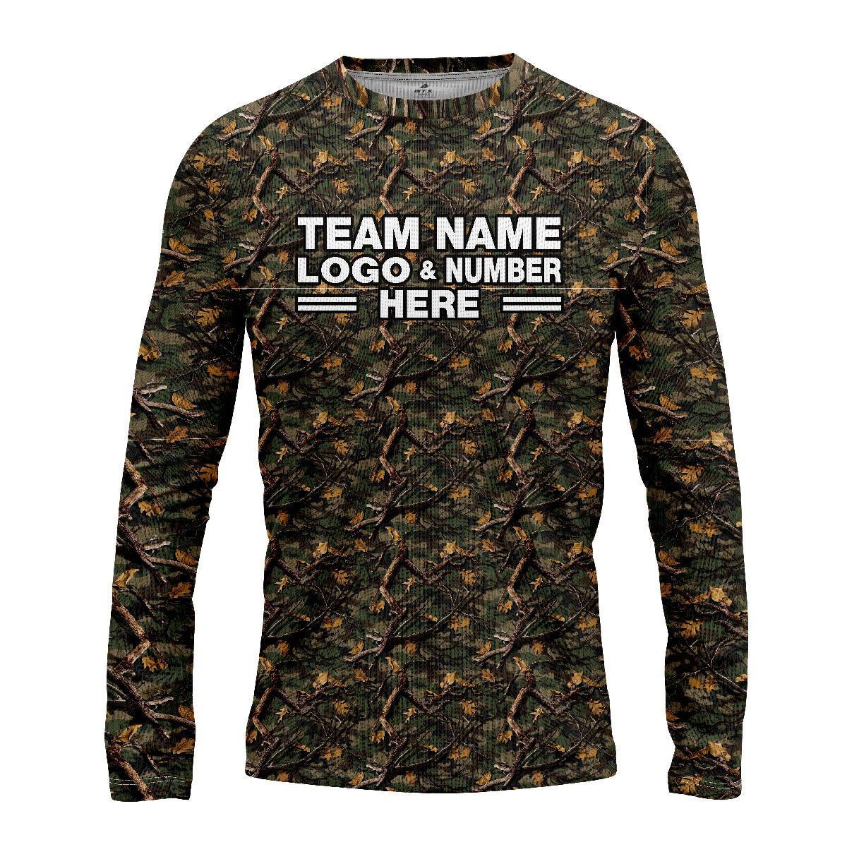 Custom Fully Sublimated Forest Camo Pattern Two Performance Long Sleeves 10883
