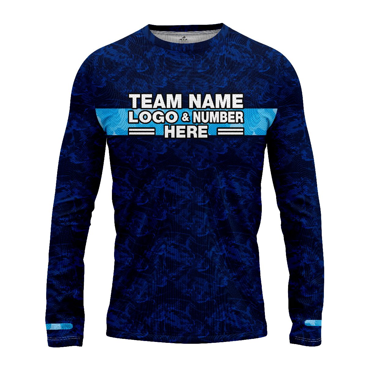 Custom Fully Sublimated Digital Camo Pattern Blue Performance Long Sleeves 10967