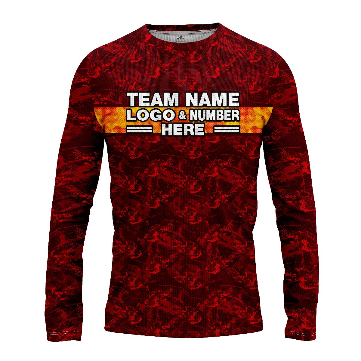 Custom Fully Sublimated Digital Camo Pattern Red Performance Long Sleeves 10943