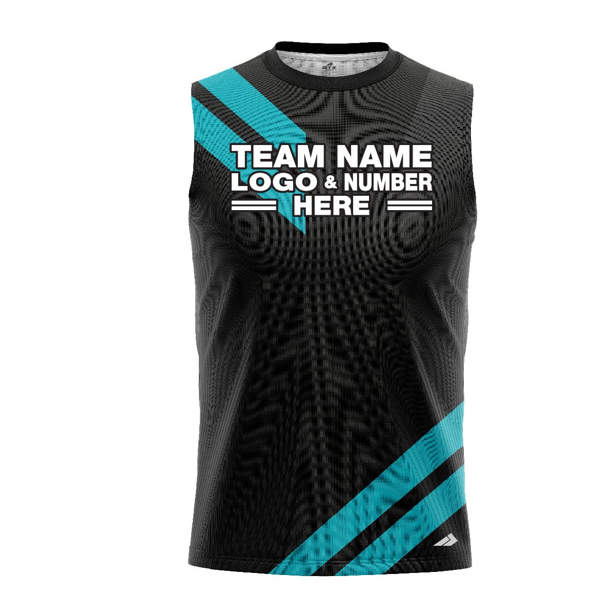 Custom Fully Sublimated Sport Neon Pattern Black Teal Performance Sleeveless 10991