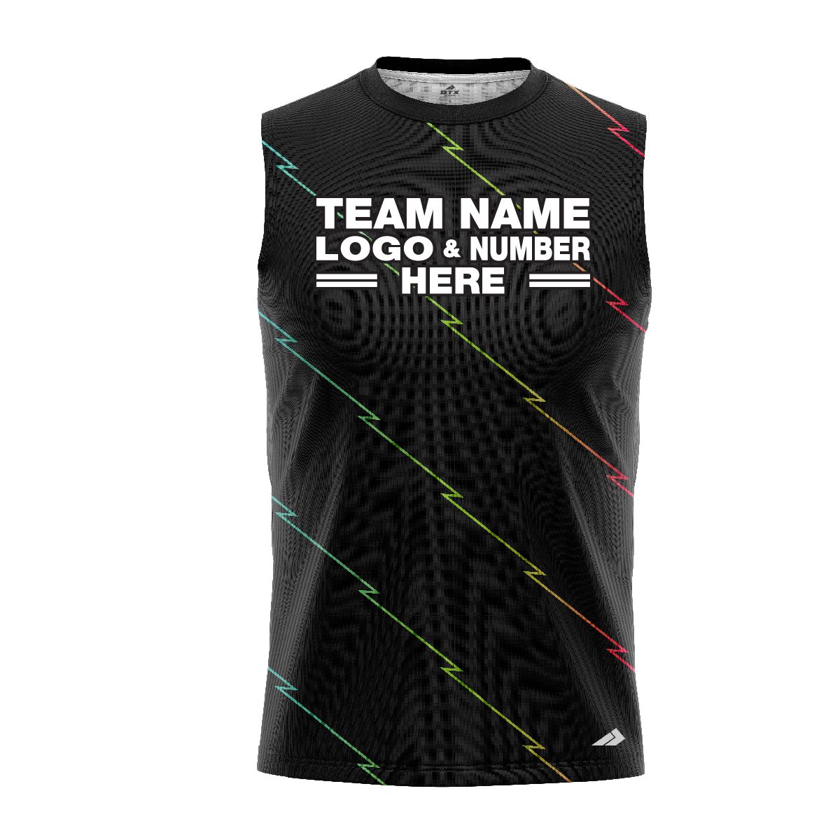 Custom Fully Sublimated Lightning Neon Pattern Black Performance Sleeveless 11003