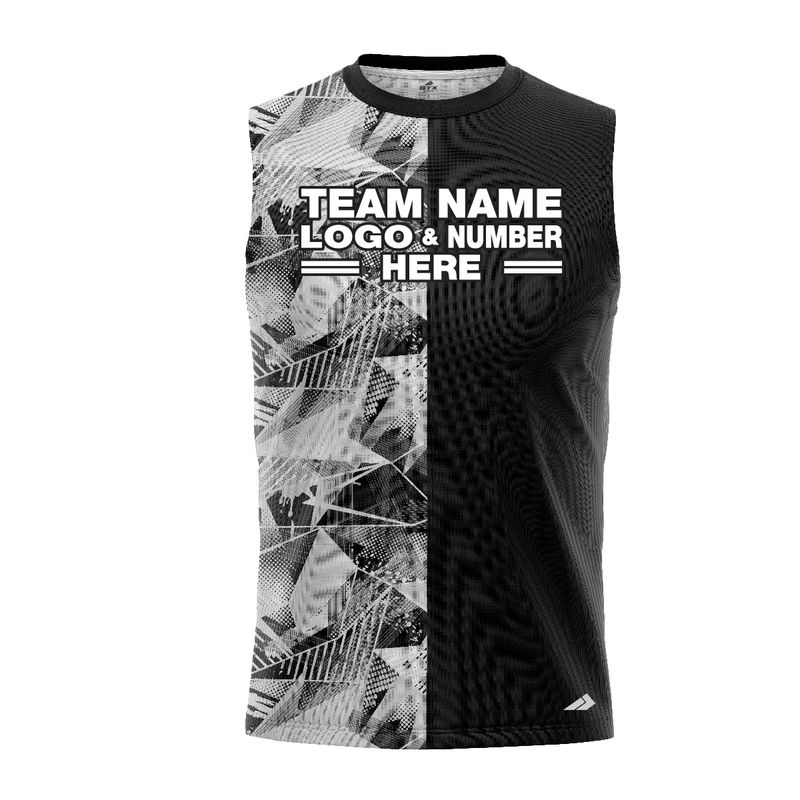 Custom Fully Sublimated Abstract Neon Pattern Black White Performance Sleeveless 11007