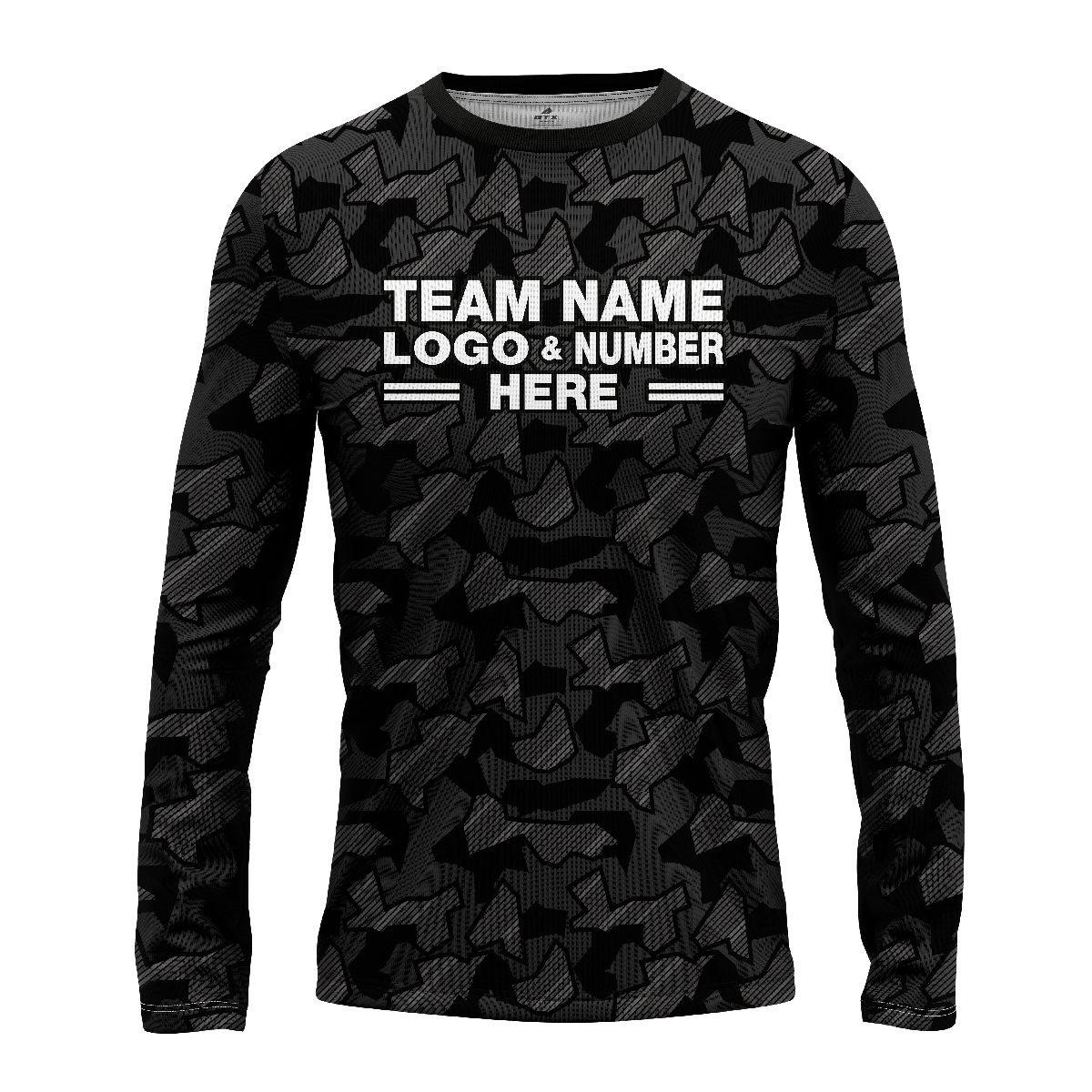 Custom Fully Sublimated Sports Camo Pattern Black Performance Long Sleeves 11051