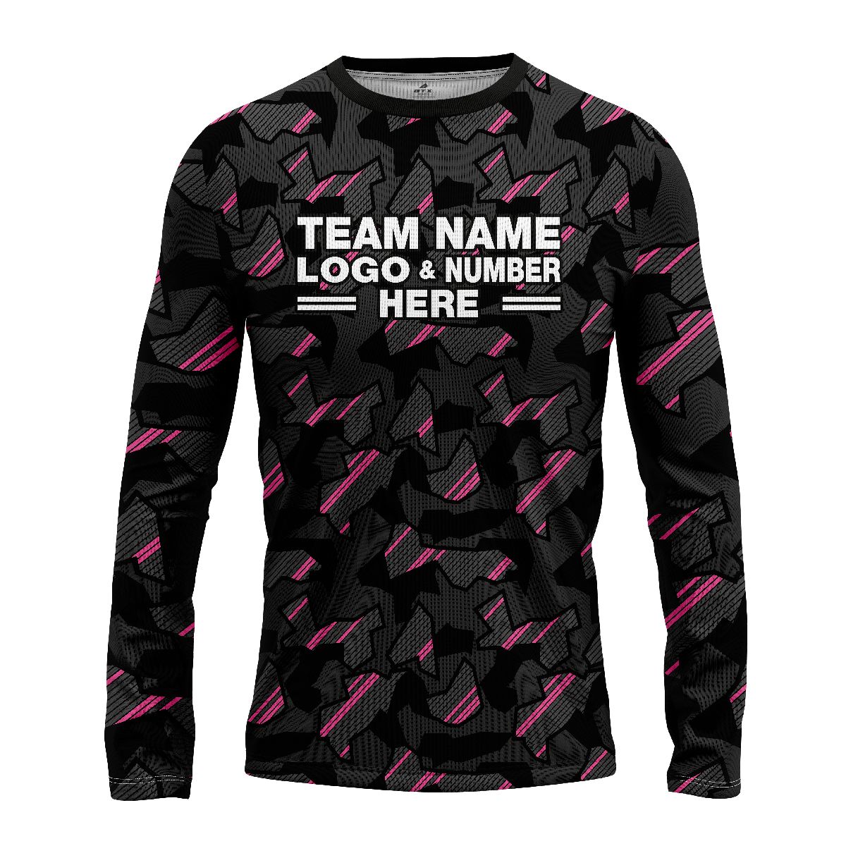 Custom Fully Sublimated Sports Camo Pattern Pink Black Performance Long Sleeves 11063